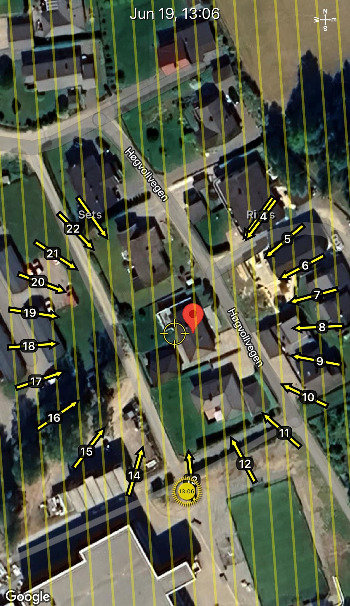 Solkart som viser solens bane på sommerstid - Eiendommen ligger svært godt til mtp. solforhold. Galleribilde