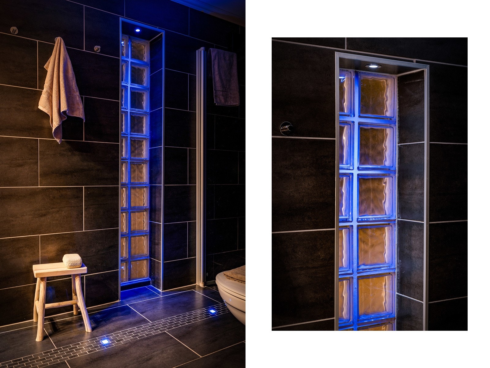 Badet har også veggehengt toalett og flott dusjhjørne. Galleribilde