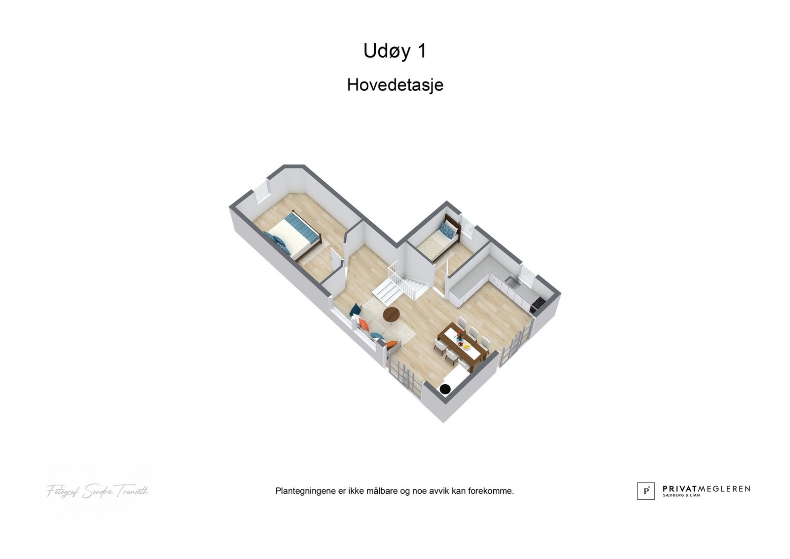 3D plantegning hovedetasjen og loftsetasjen - laget fra fotograf Galleribilde