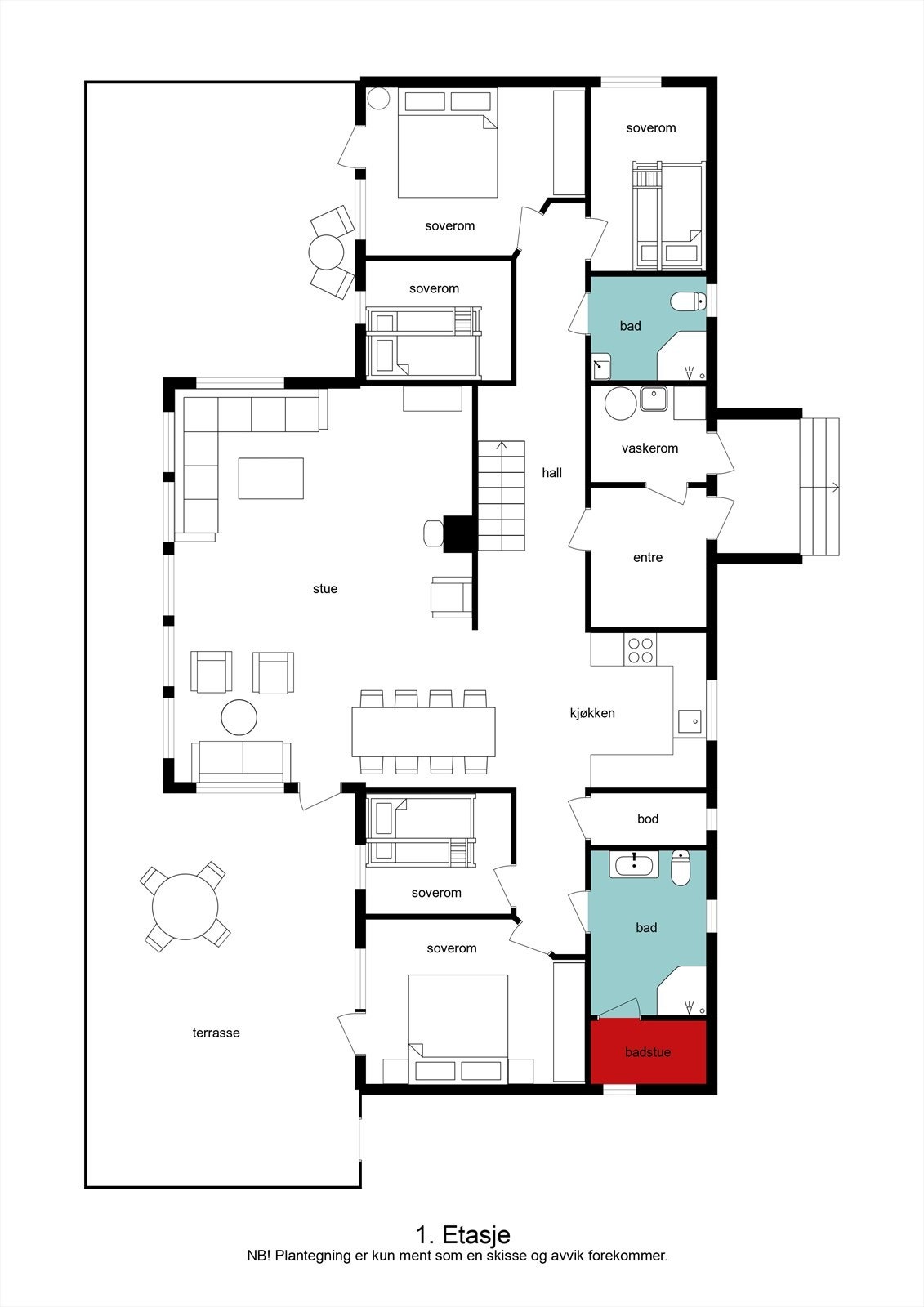 Plantegning 1. etasje Galleribilde