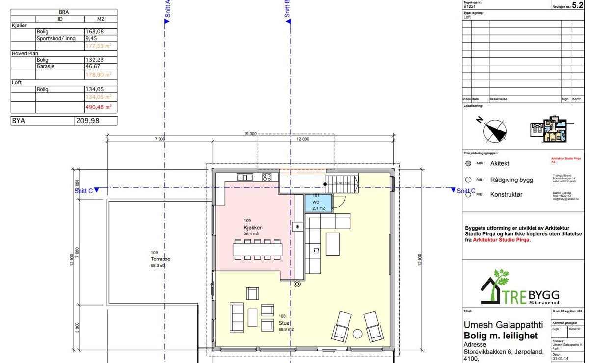 Inspirasjon av enebolig. Byggets utforming er utviklet av Arkitektur Studio Pirqa og kan ikke kopieres uten tillatelse. Galleribilde