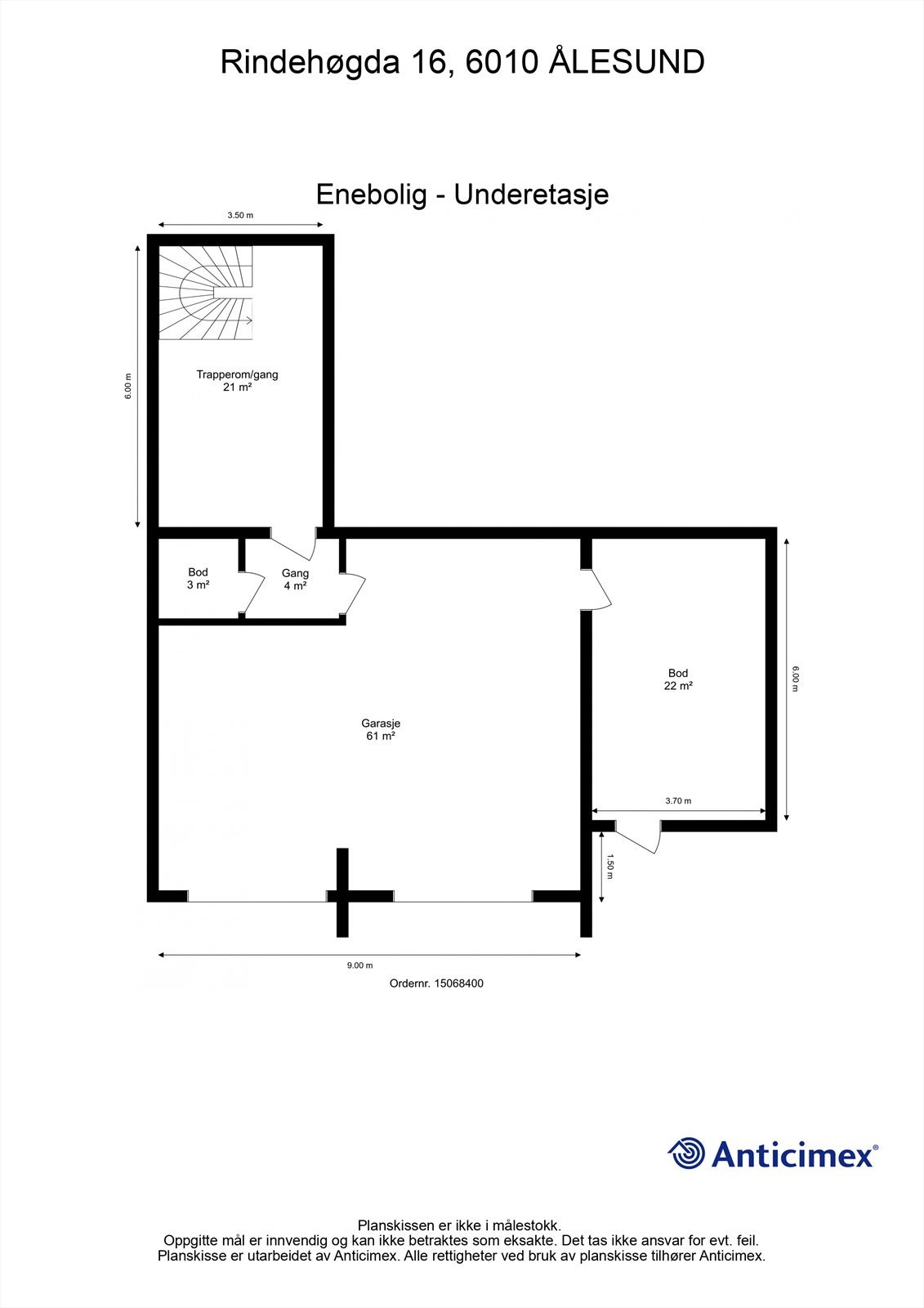 Målsatt plantegning underetasje Galleribilde