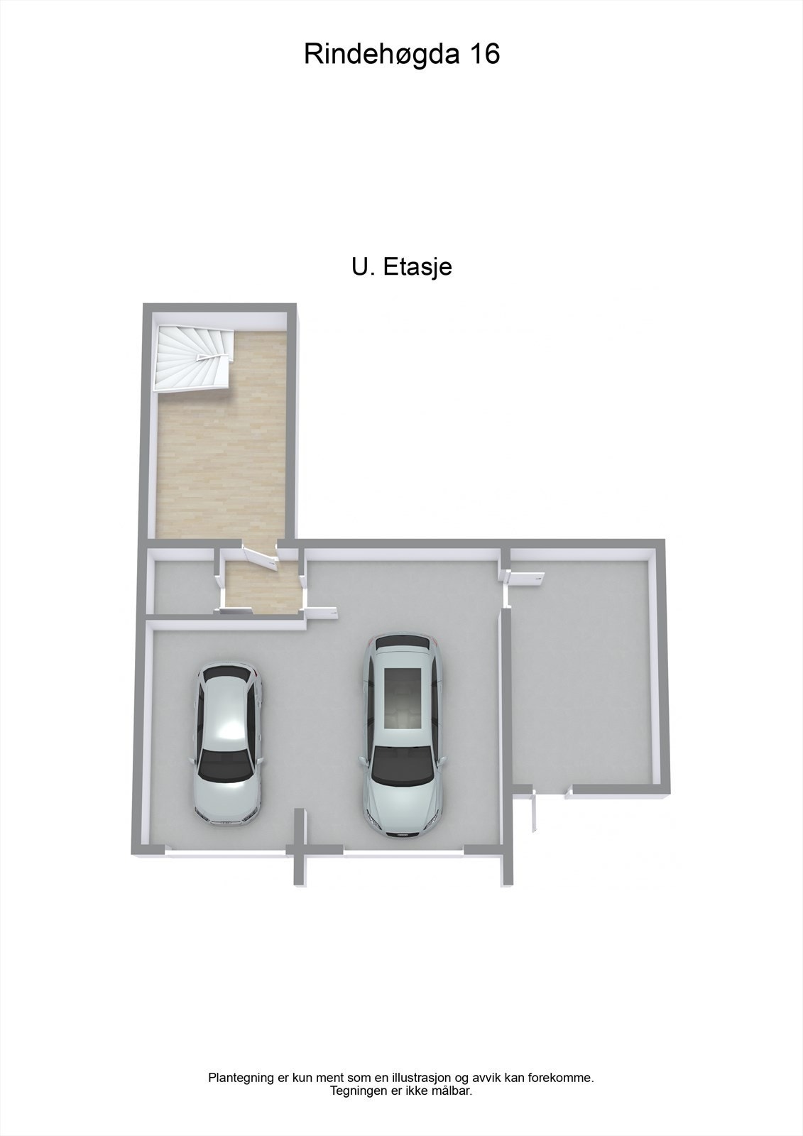 3 D plantegning underetasje Galleribilde