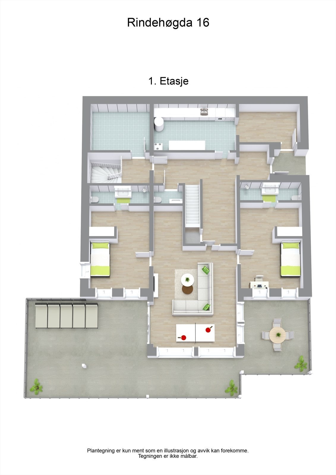 3 D plantegning 1. etasje Galleribilde