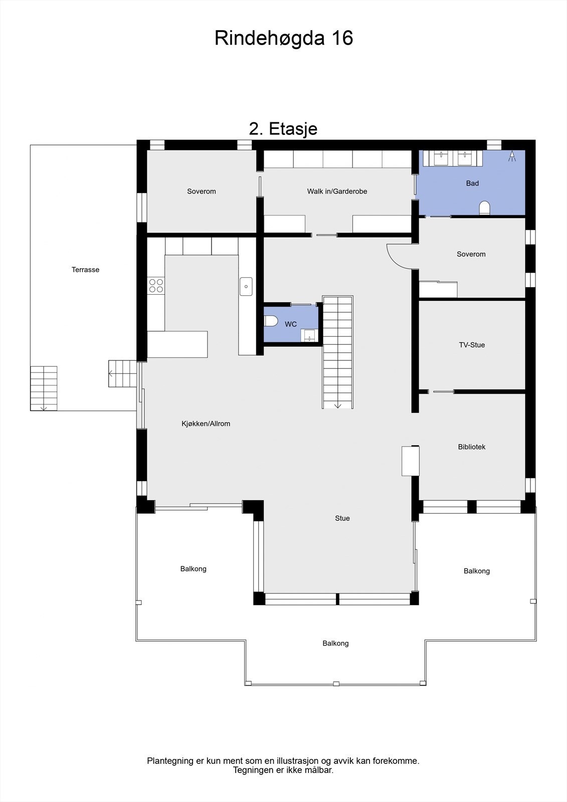 2 D plantegning 2. etasje Galleribilde