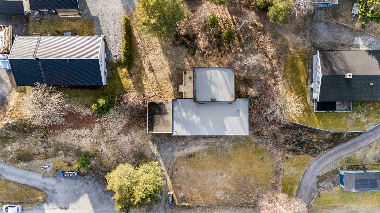Fugleperspektiv over tomten Galleribilde