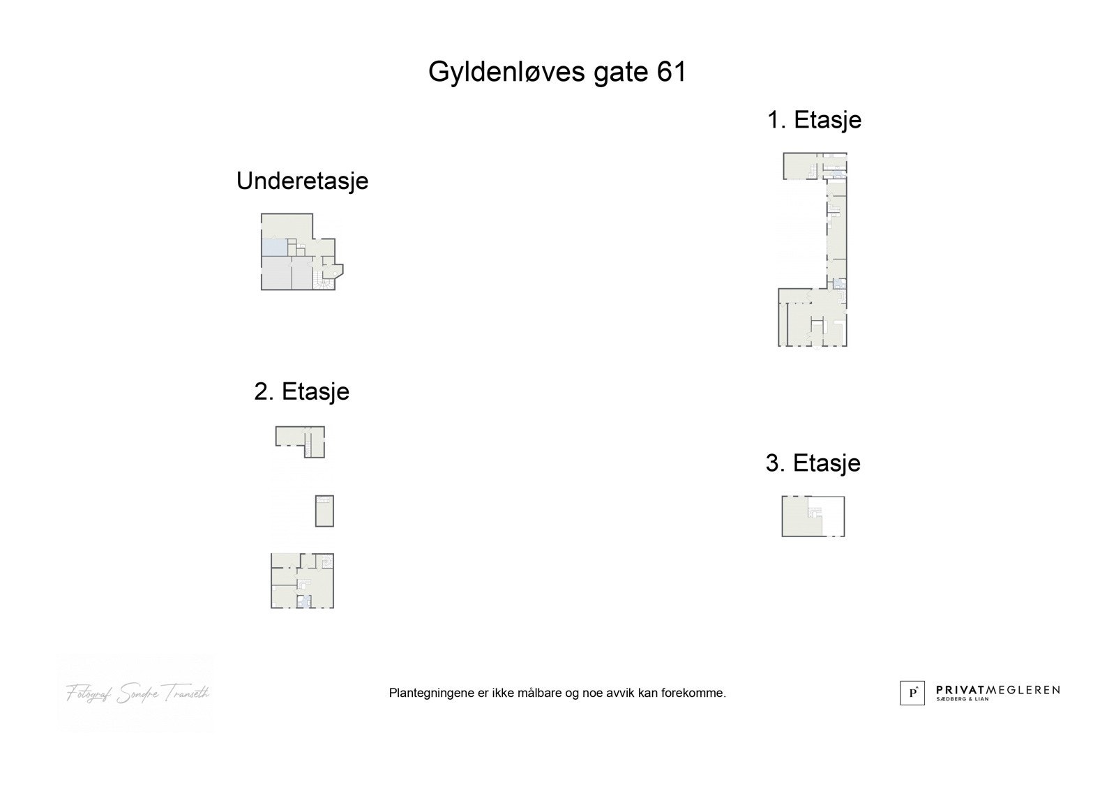 2D plantegning alle etasjer, ikke målsatt - kun en illustrasjon Galleribilde