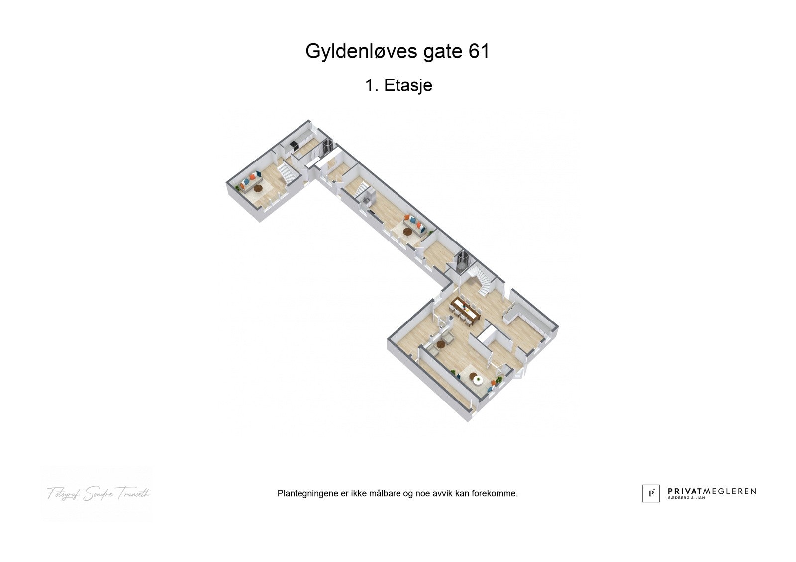 3D plantegning første etasje, ikke målsatt - kun en illustrasjon Galleribilde