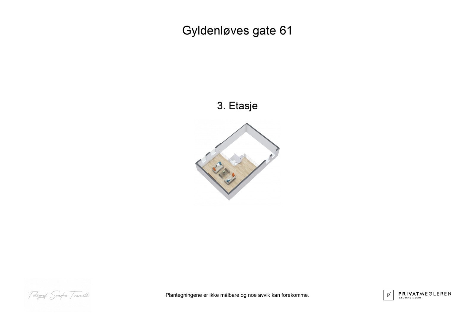 3D plantegning hems/loft hoveddel, ikke målsatt - kun en illustrasjon Galleribilde