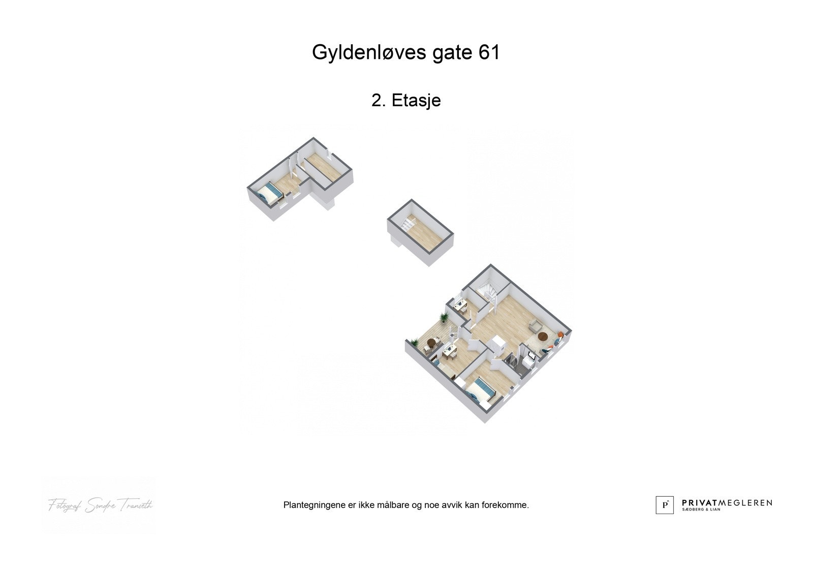 3D plantegning 2. etasje, ikke målsatt - kun en illustrasjon Galleribilde