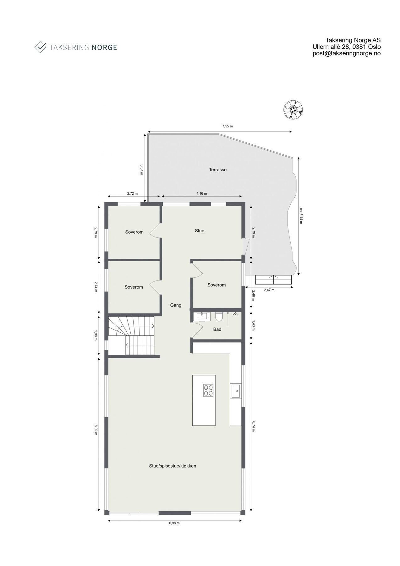 Plantegning 2. etasje: BRA-i: 110 kvm | TBA: 34 kvm. Galleribilde