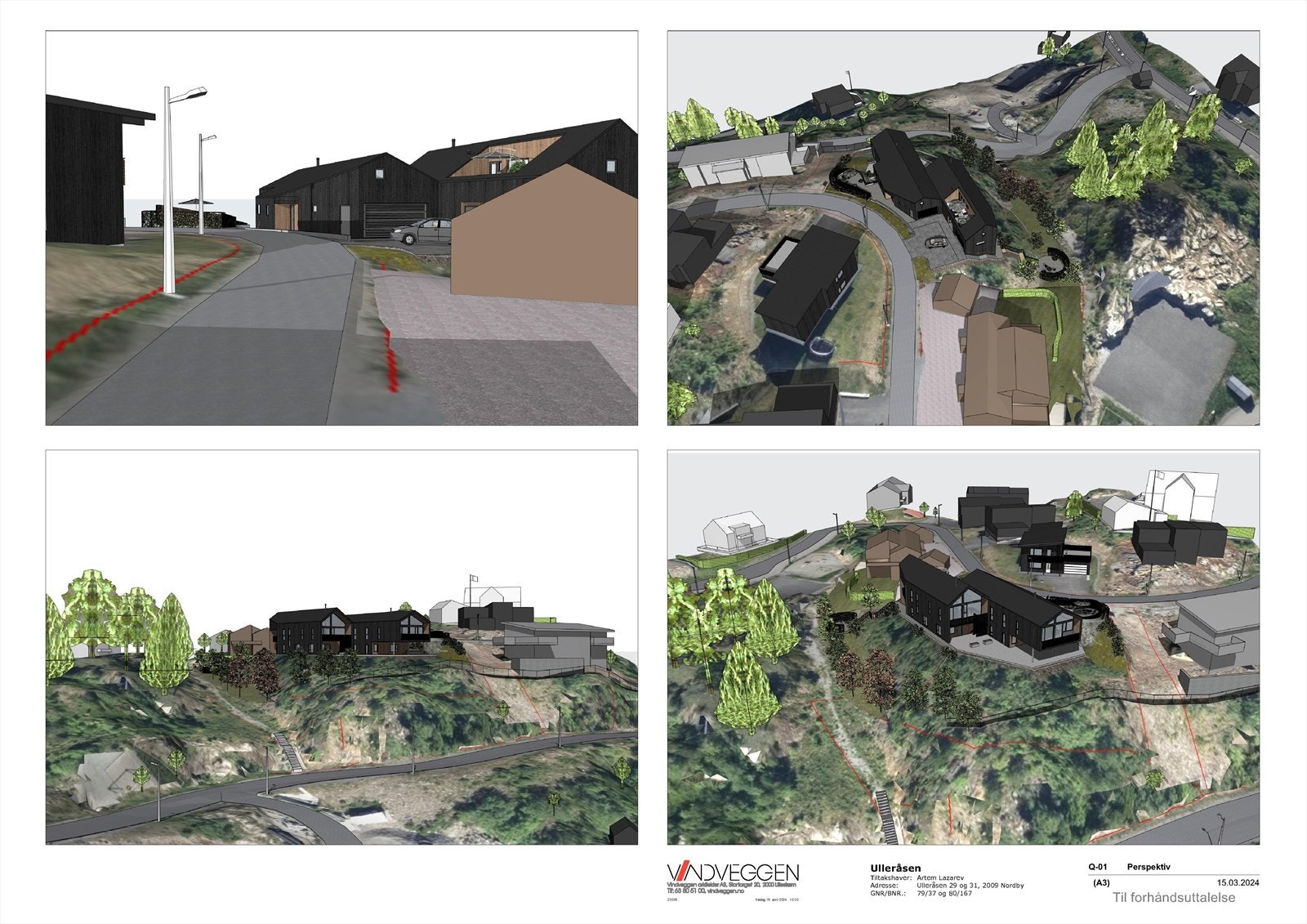 Tegninger for tomannsbolig på to de to tomtene i Ulleråsen 29 og 31. Det er gitt rammetillatelse fra kommunen. Galleribilde