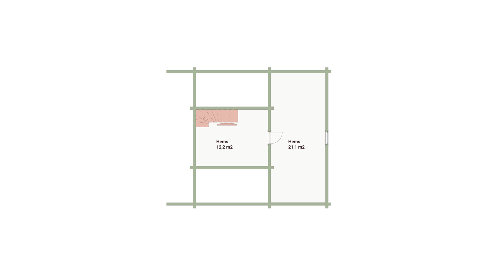 Plantegning hems (gulvareal 33m2) Galleribilde