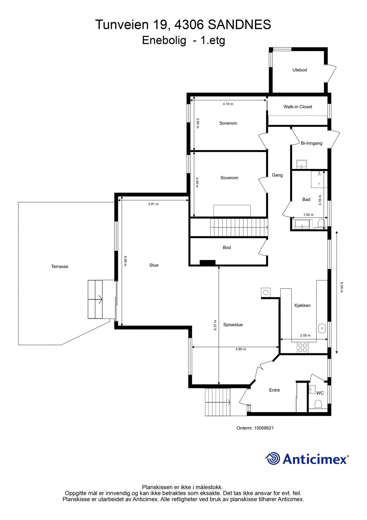 Plantegning 1.etg. - Kan avvike fra de faktiske forhold. Galleribilde