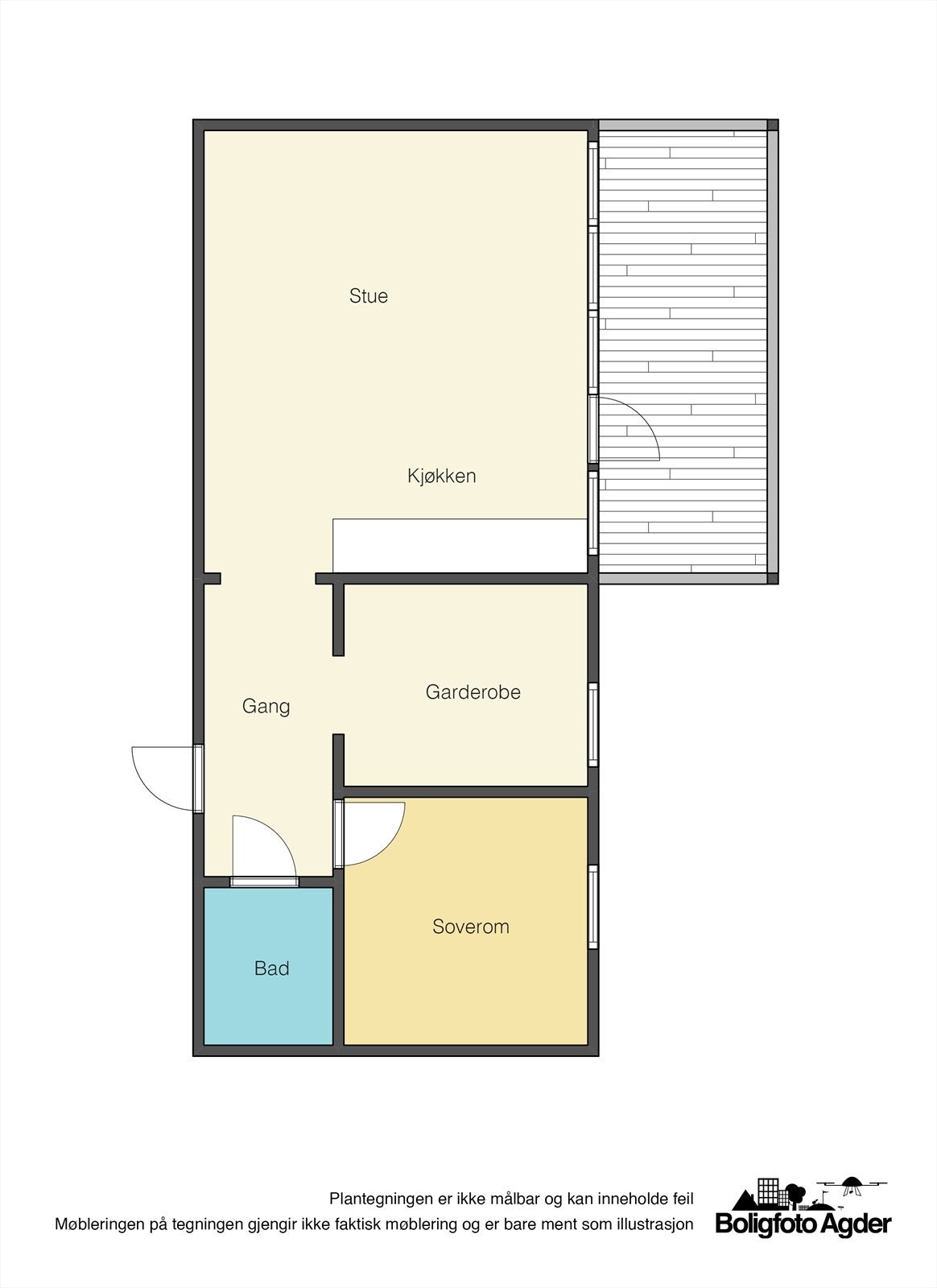 Leiligheten er 52 m², inkludert 9 m² innglasset balkong Galleribilde