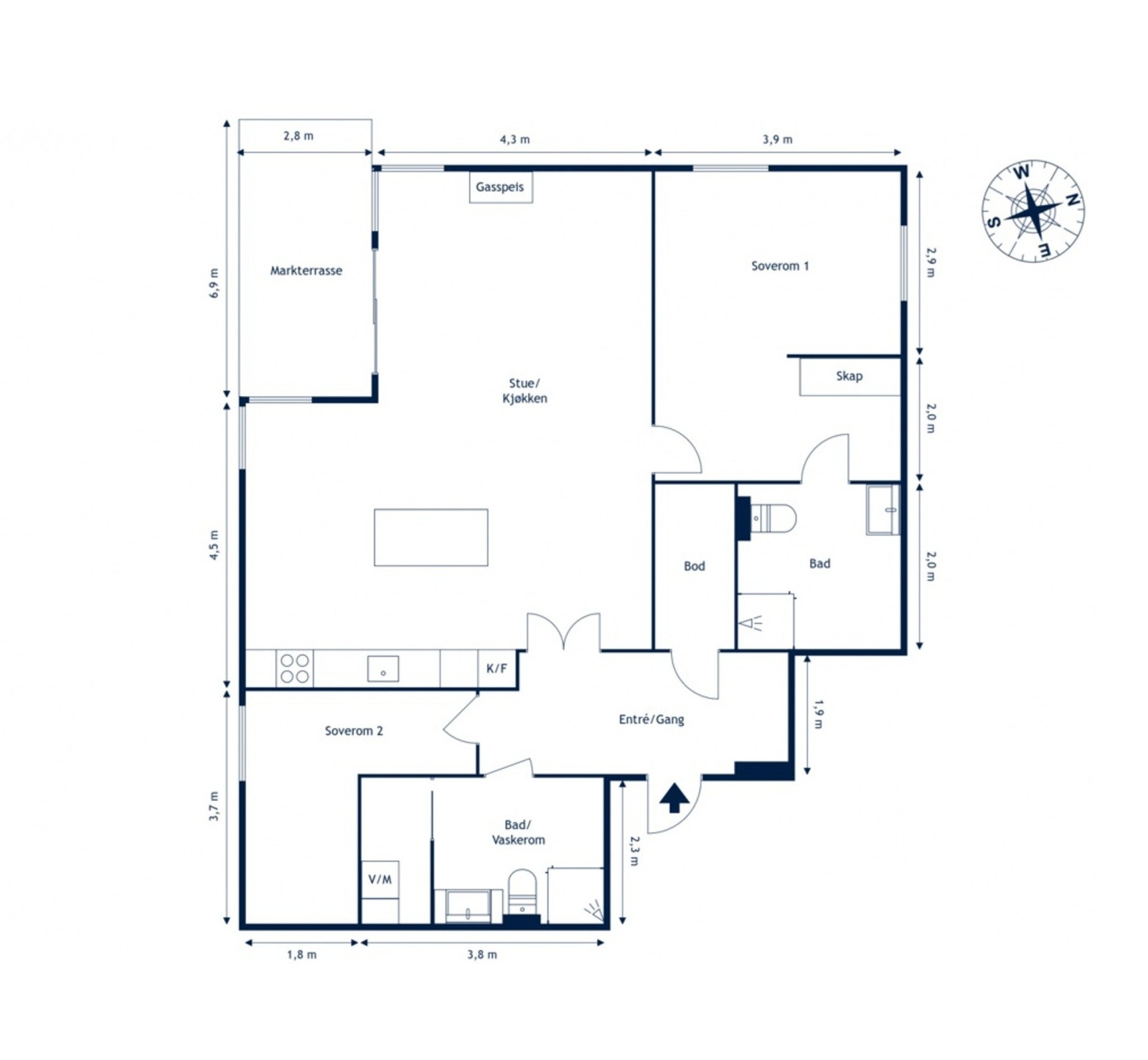 Plantegning - Hans Liens vei 22. Galleribilde
