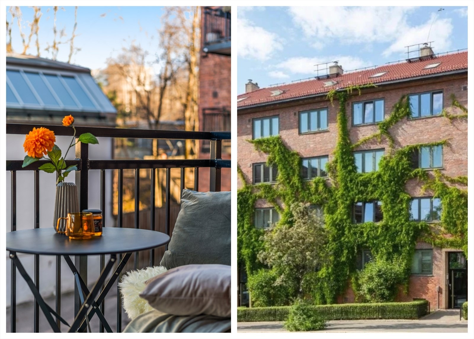 Balkong mot indre bakgård og nydelig fasade på sommeren! Galleribilde