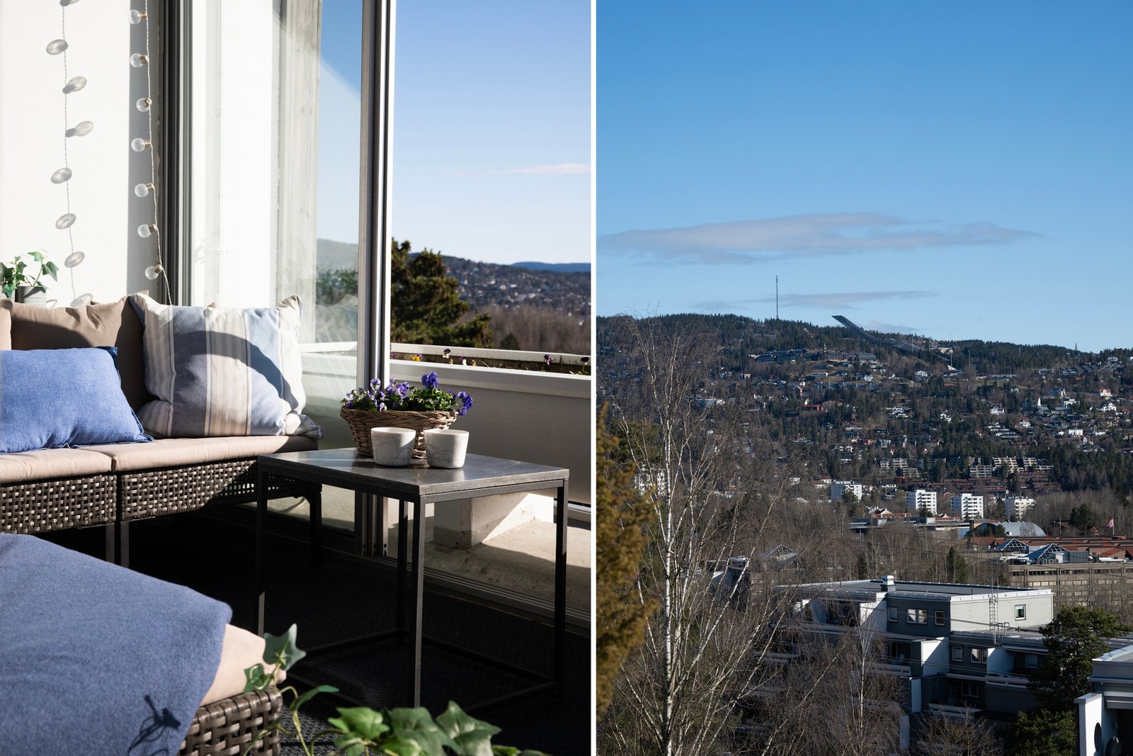 Attraktiv beliggenhet med flott utsyn mot Holmenkollen og omkringliggende åspartier. Her bor du i grønne omgivelser med kort vei til både marka og byens tilbud. Galleribilde
