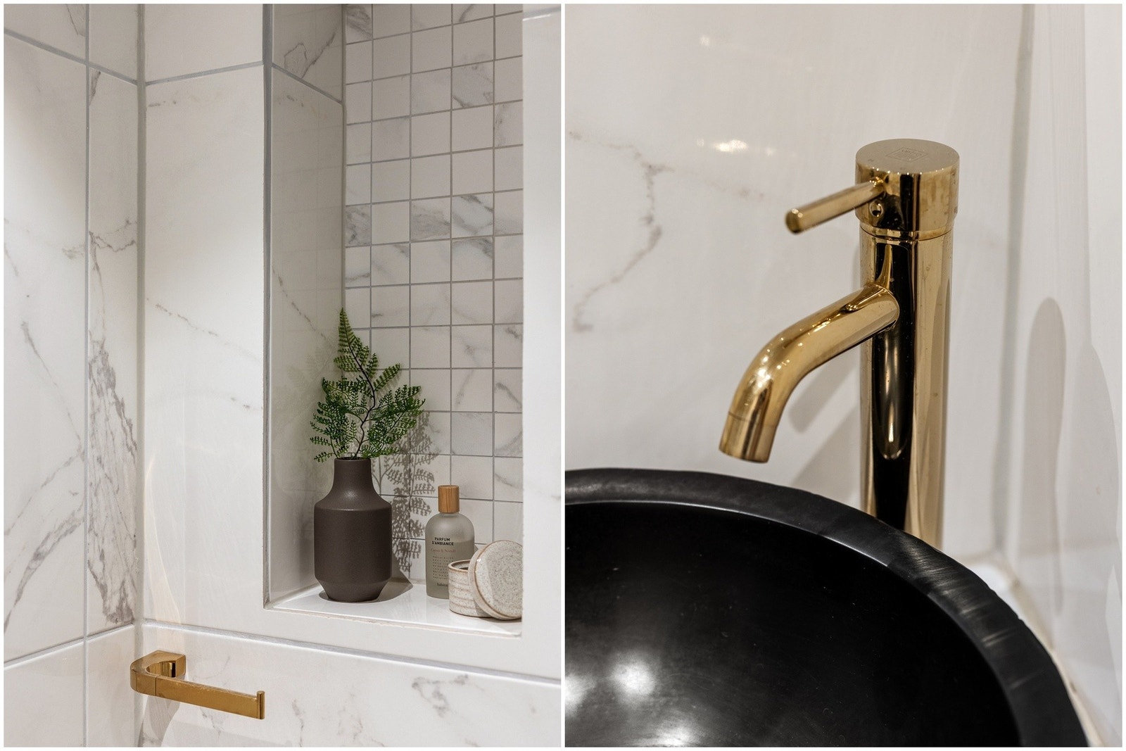 Baderom med downlights i himling og lekre detaljer. Galleribilde