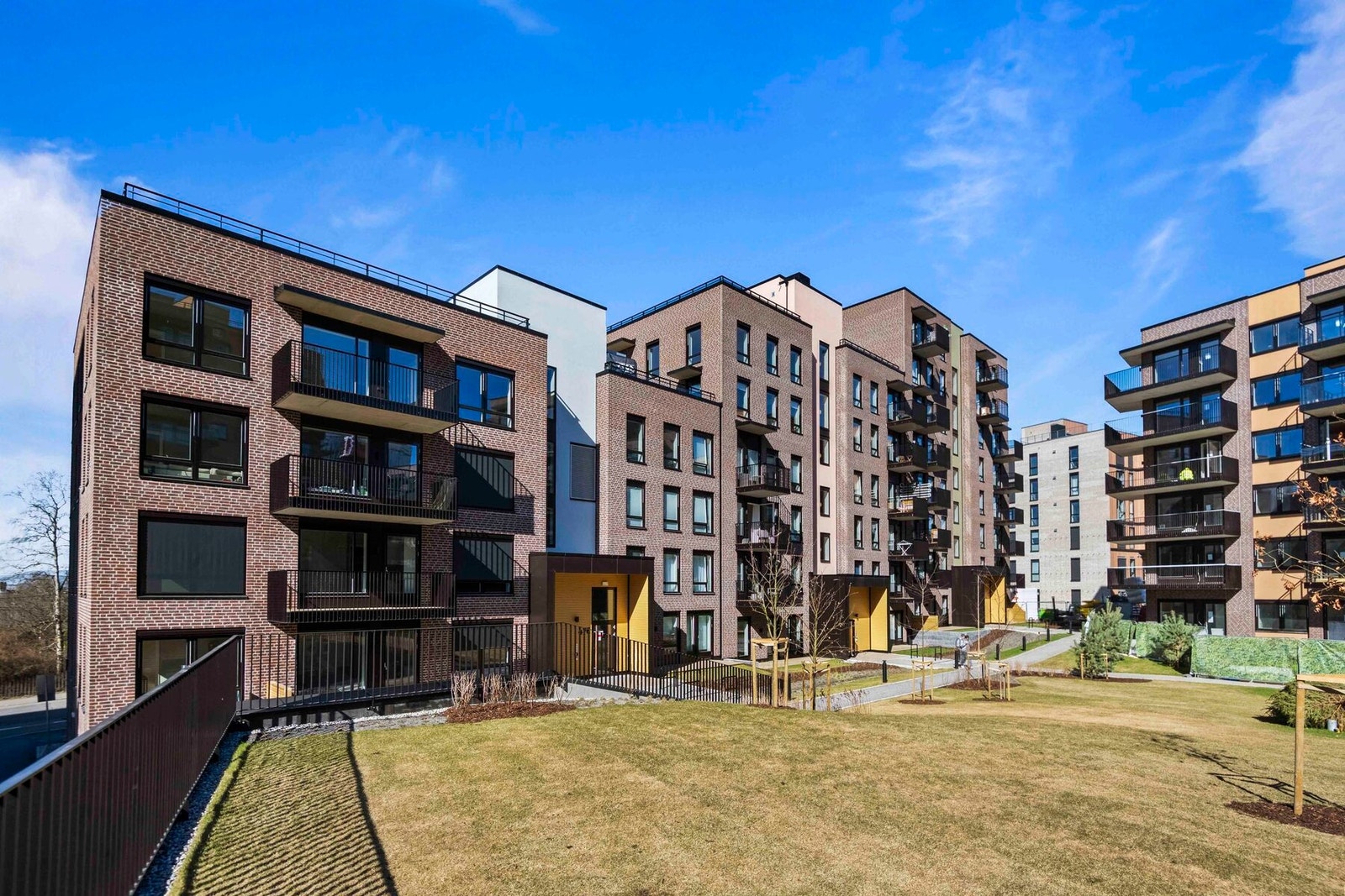 Fellesområdene til blokkene blir pent opparbeidet. Galleribilde