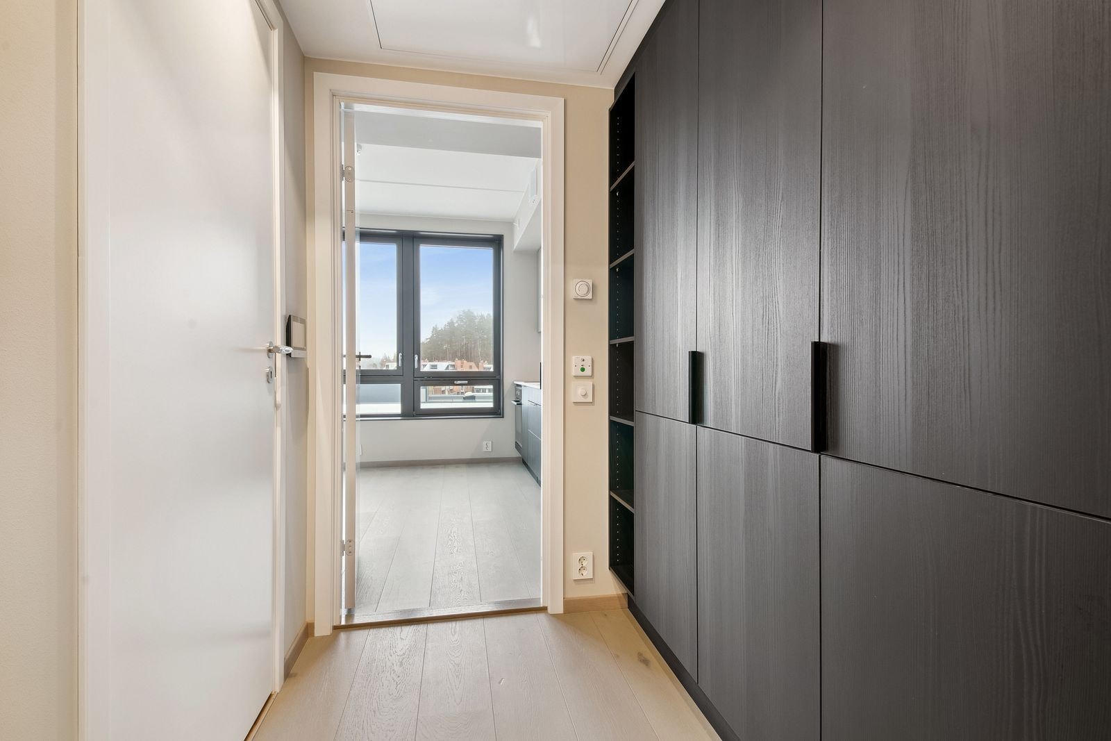 Plassbygde skap i entré. Galleribilde