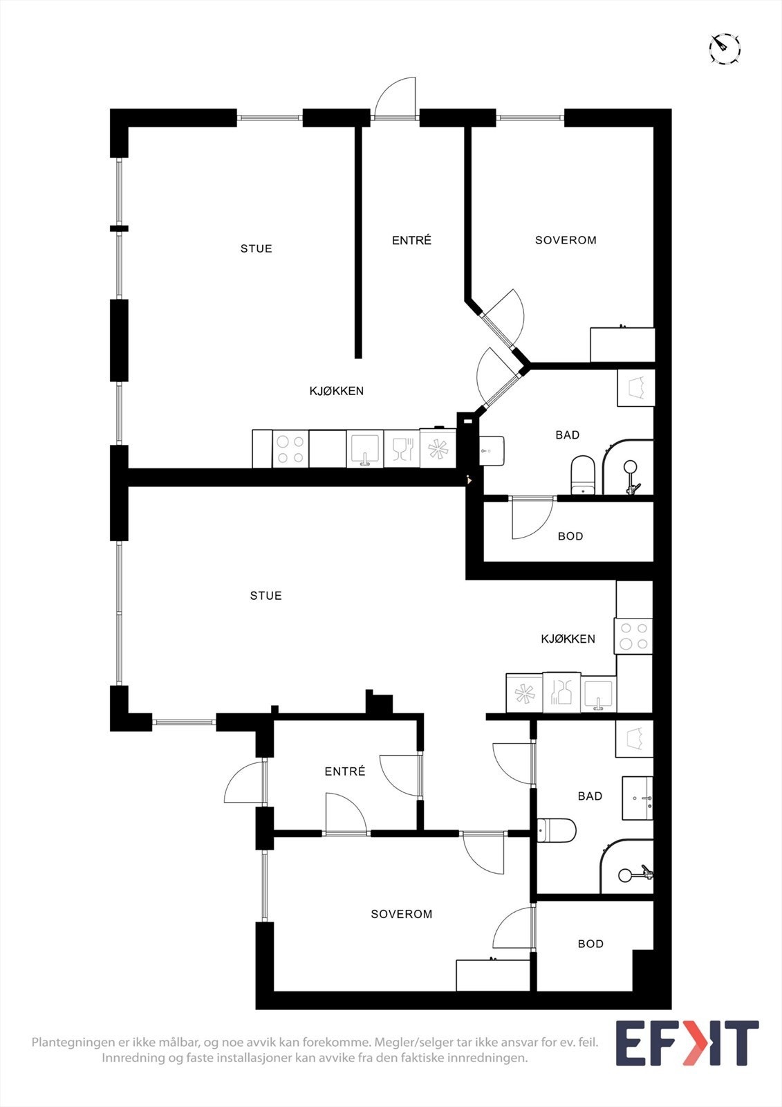 Plantegning u-etasje med 2 utleiedeler Galleribilde