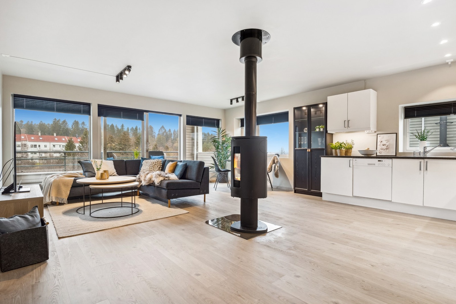 Stuen byr på peisovn, varmer godt og skaper en lun atmosfære på kalde vinterdager. Galleribilde