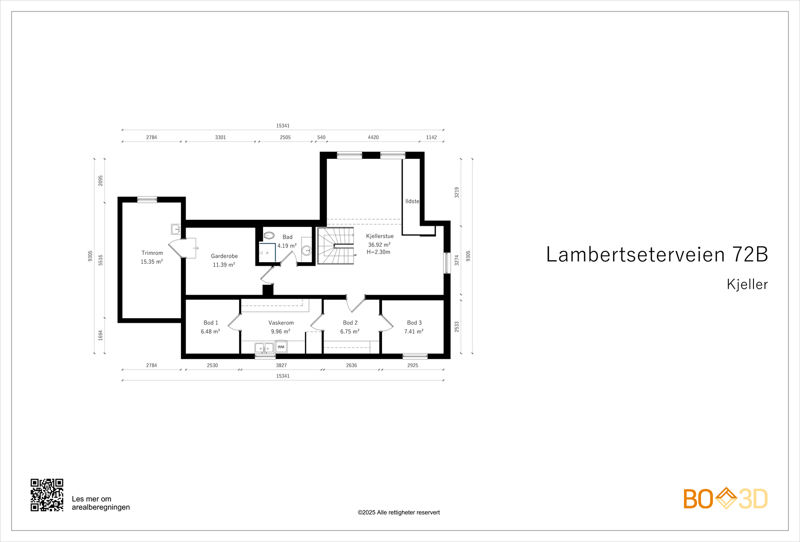 Plantegning kjeller. Galleribilde