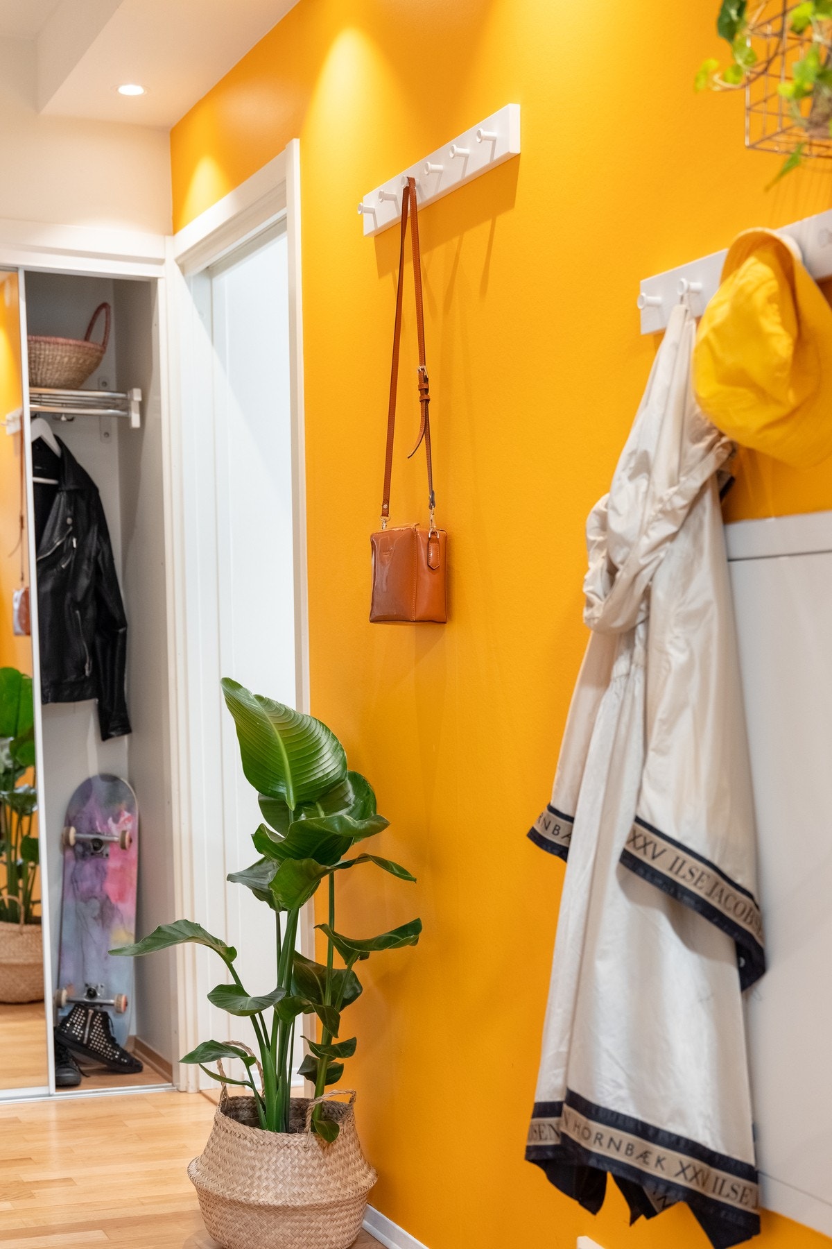 Entréen har plass til knagger, speil, skostativ og lignende. Galleribilde