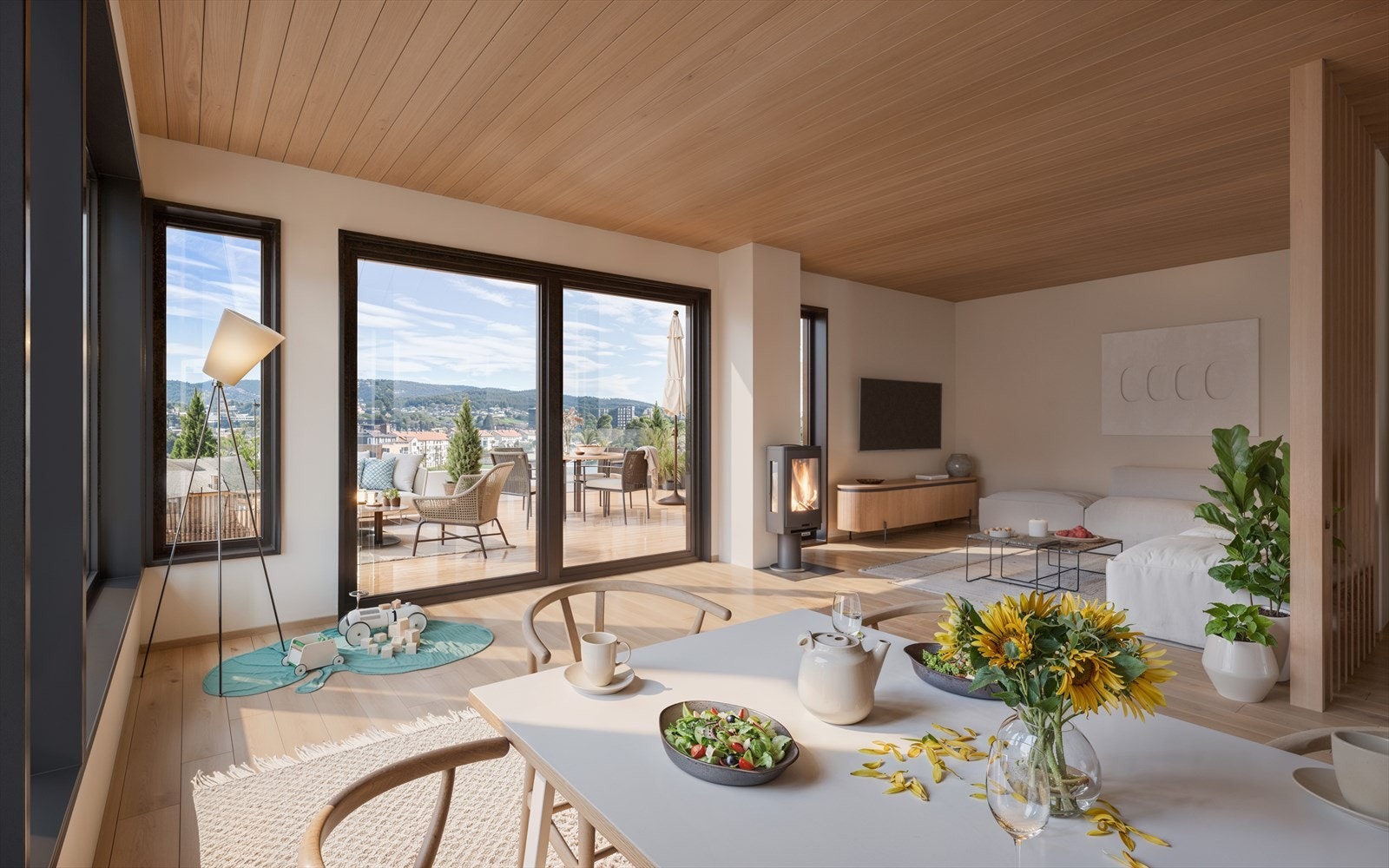 Illustrasjon av rammegodkjent enebolig. Galleribilde