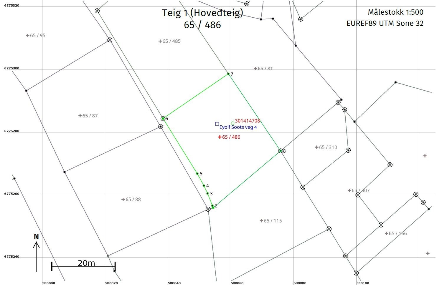 Eiendomsgrense Eyolf Soots veg 4. Galleribilde