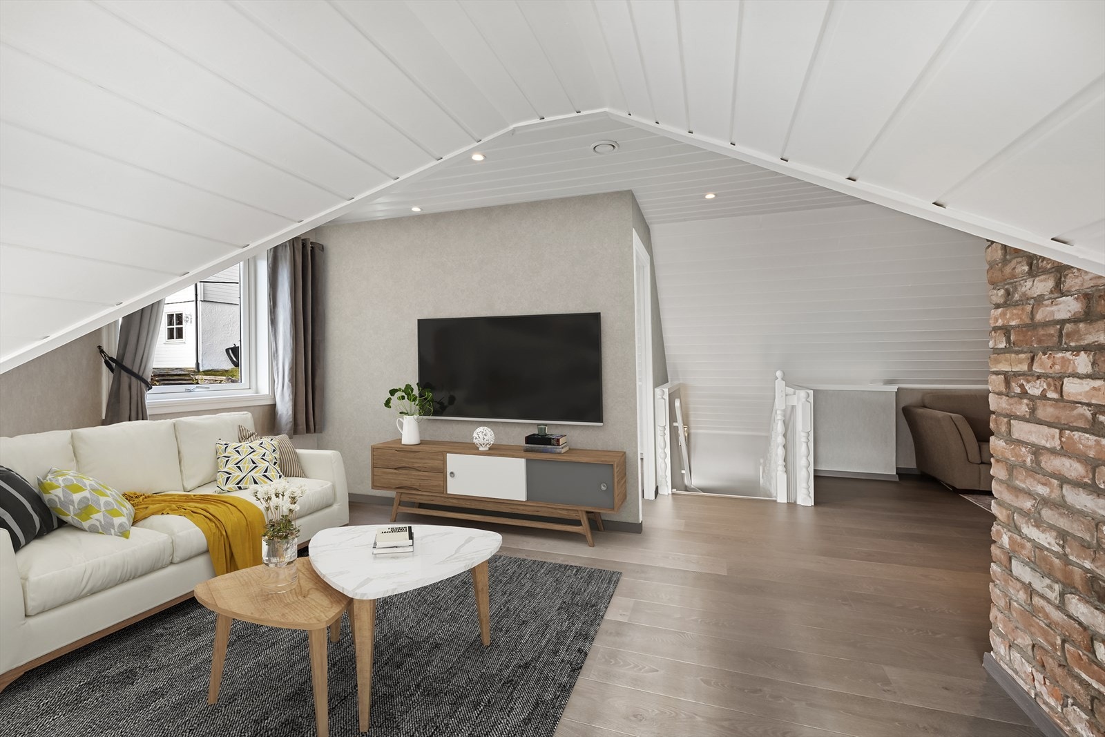 Illustrert nytt soverom på loft. Galleribilde