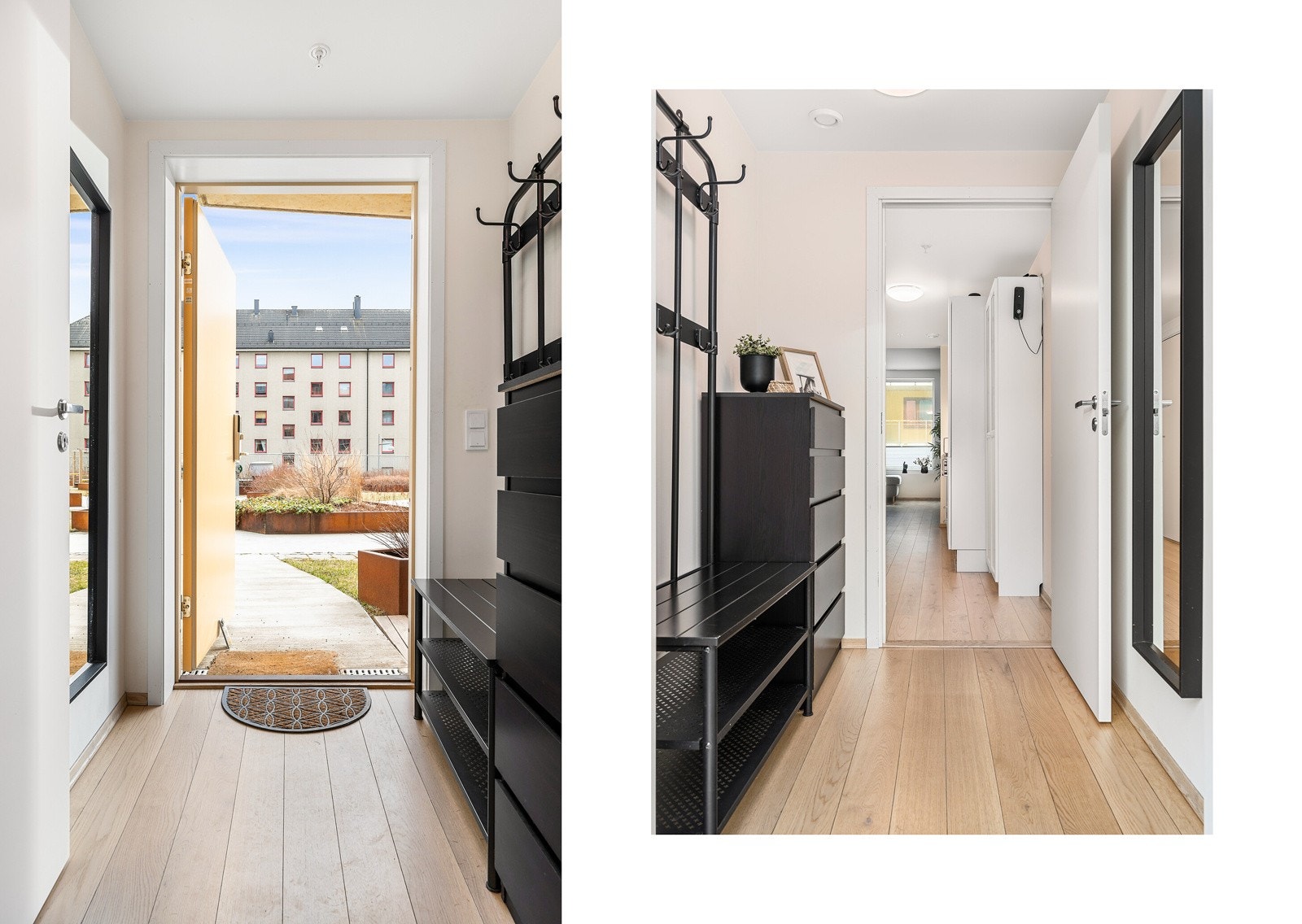 Du blir møtt av en innbydende entré med god plass til vegghengt klesoppbevaring og skoskap. Galleribilde