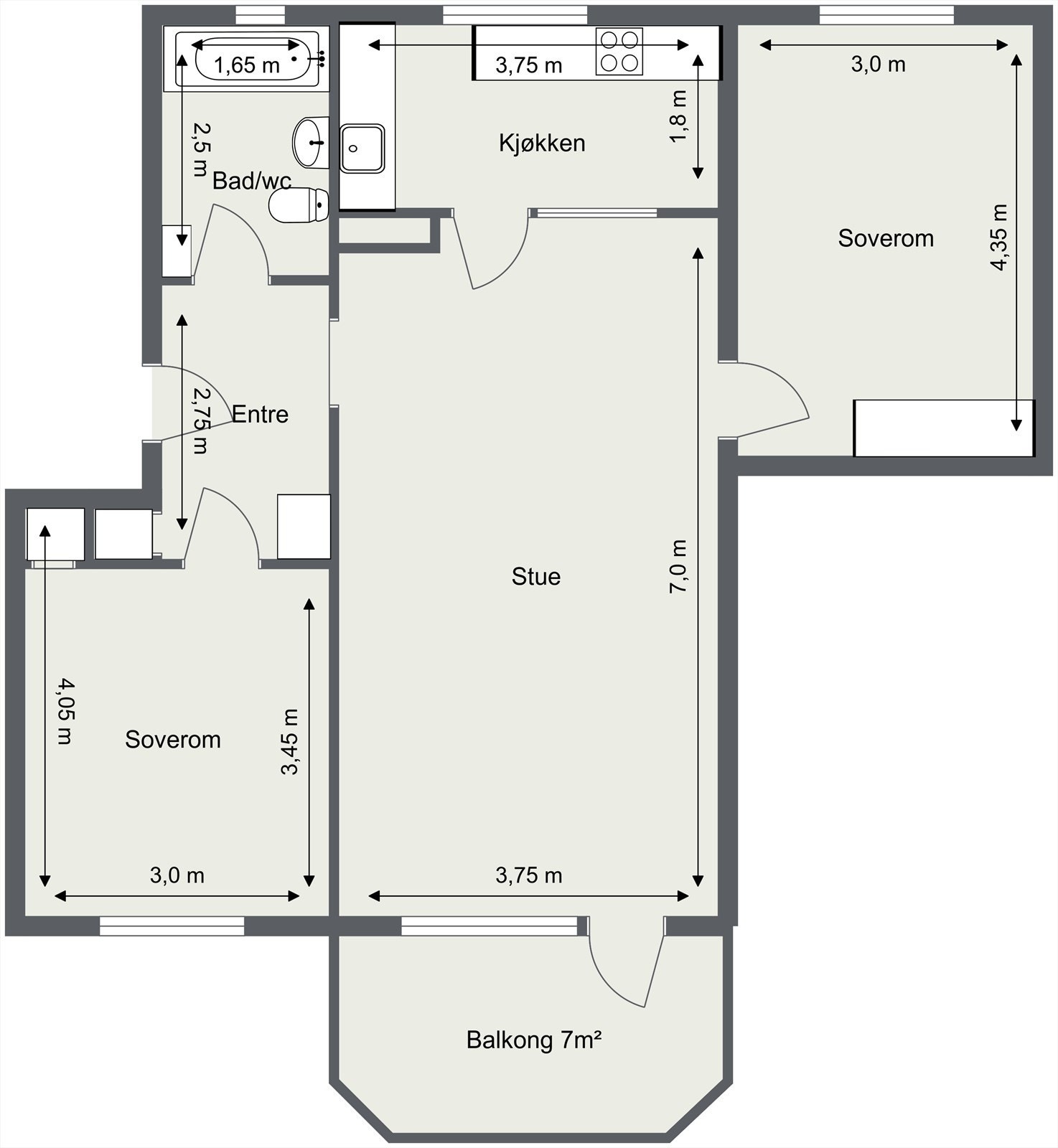 Romslig og praktisk planløsning. Galleribilde
