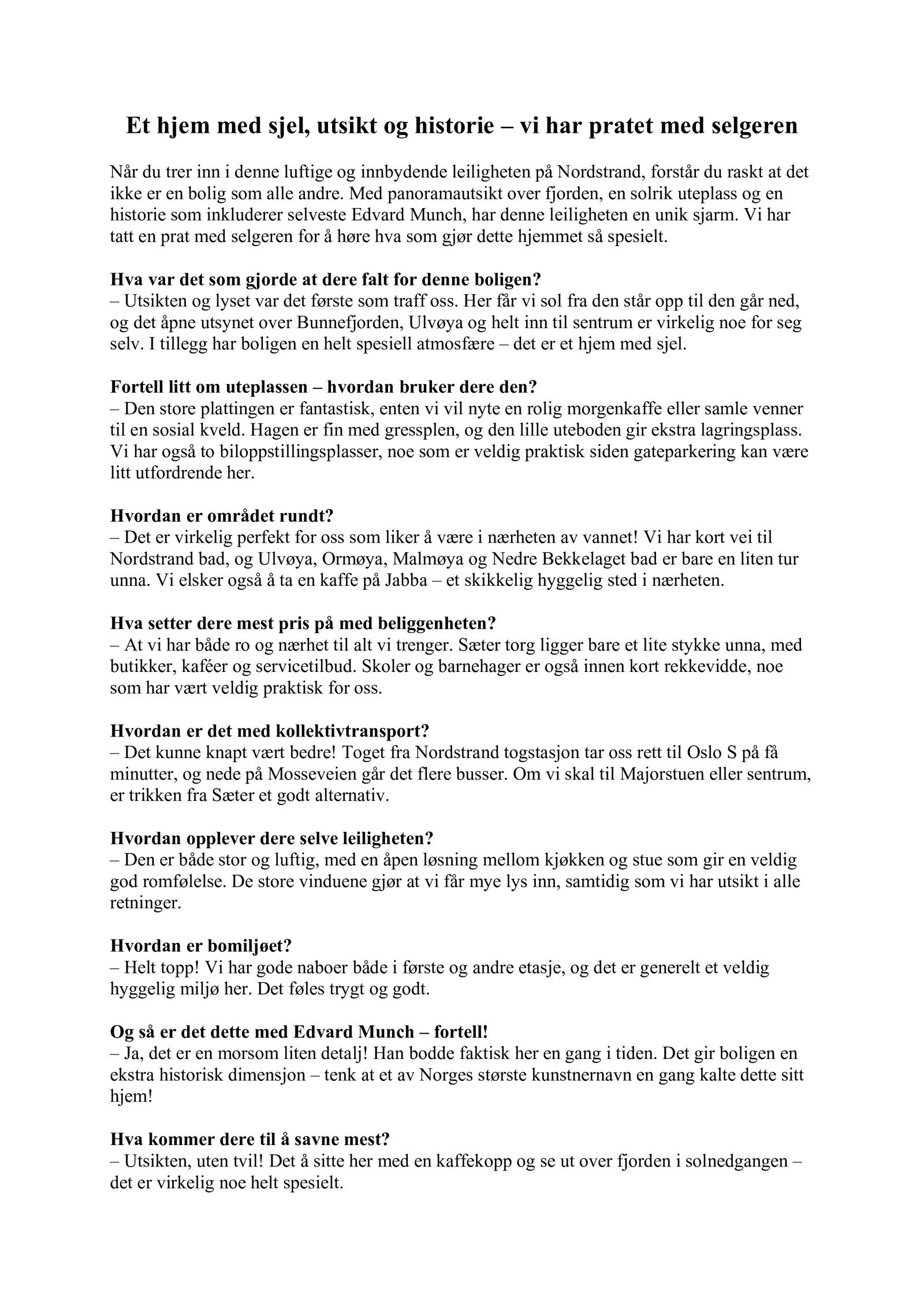 Intervju med selger Galleribilde