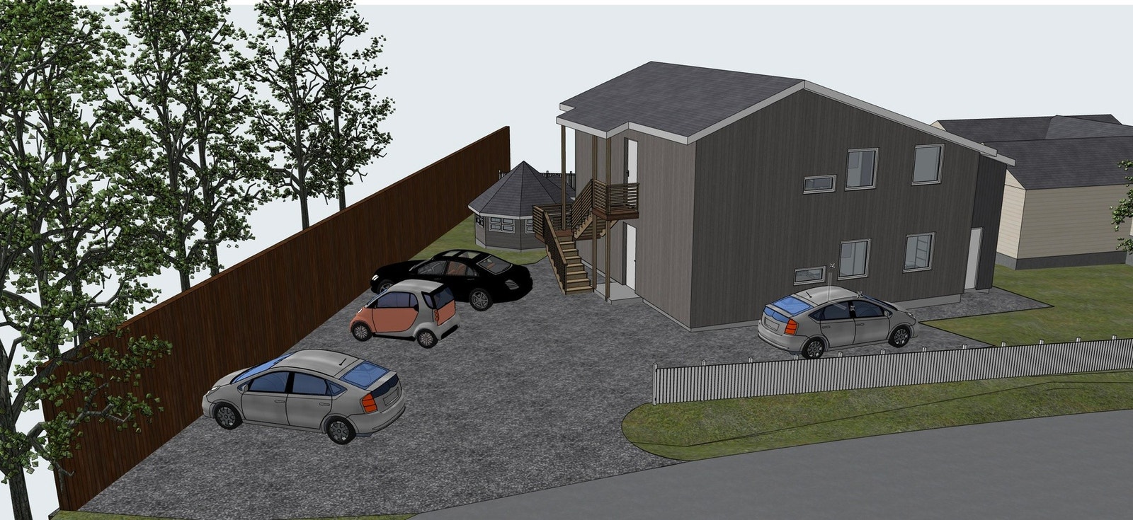 3D-illustrasjon av godkjent tomannsbolig. Galleribilde