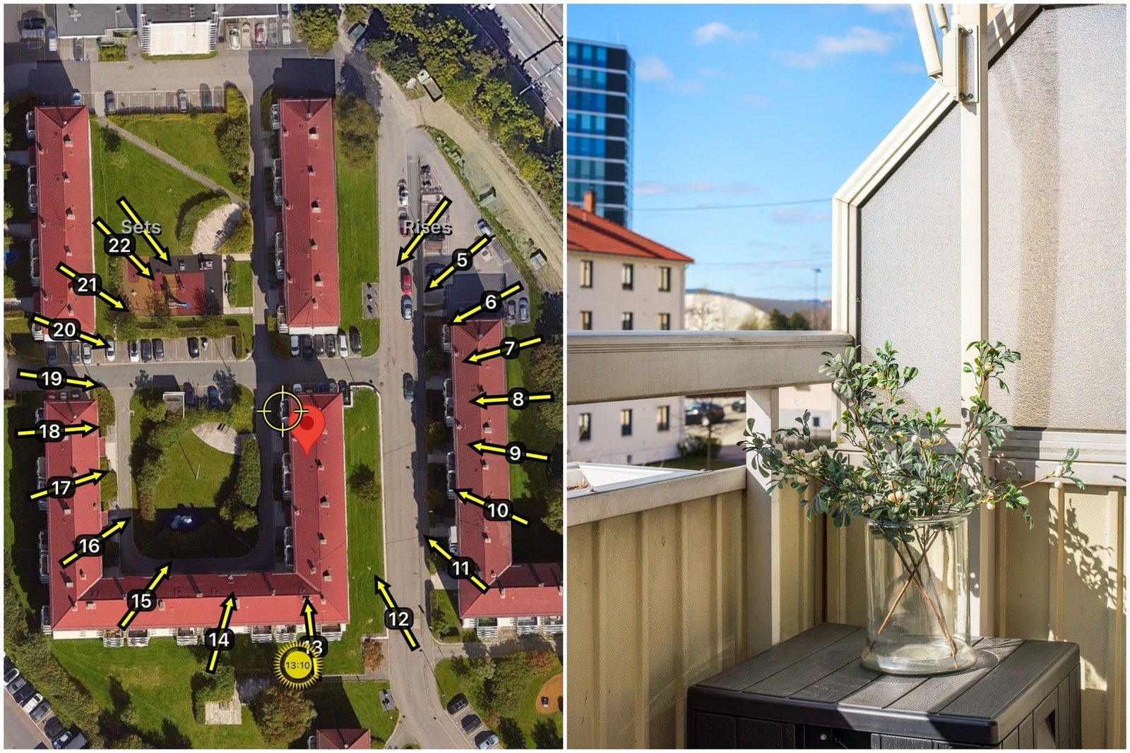 Den vestvendte beliggenheten sørger for meget gode solforhold på balkongen. Det er tillatt å grille med både gass- og elektrisk grill. Galleribilde