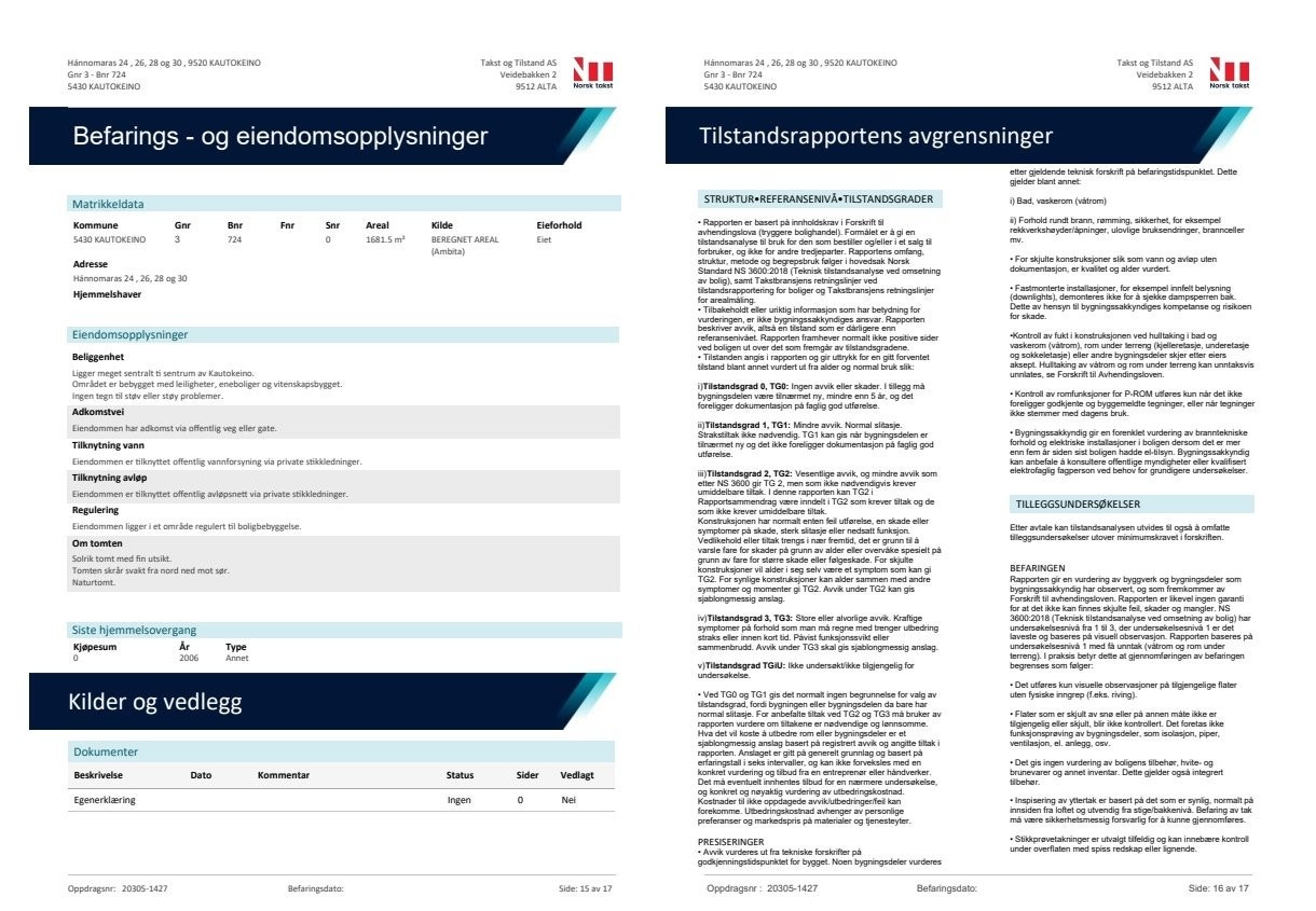 Tilstandsrapport Hannomaras 24-26-28-30. Side 15 og 16 Galleribilde