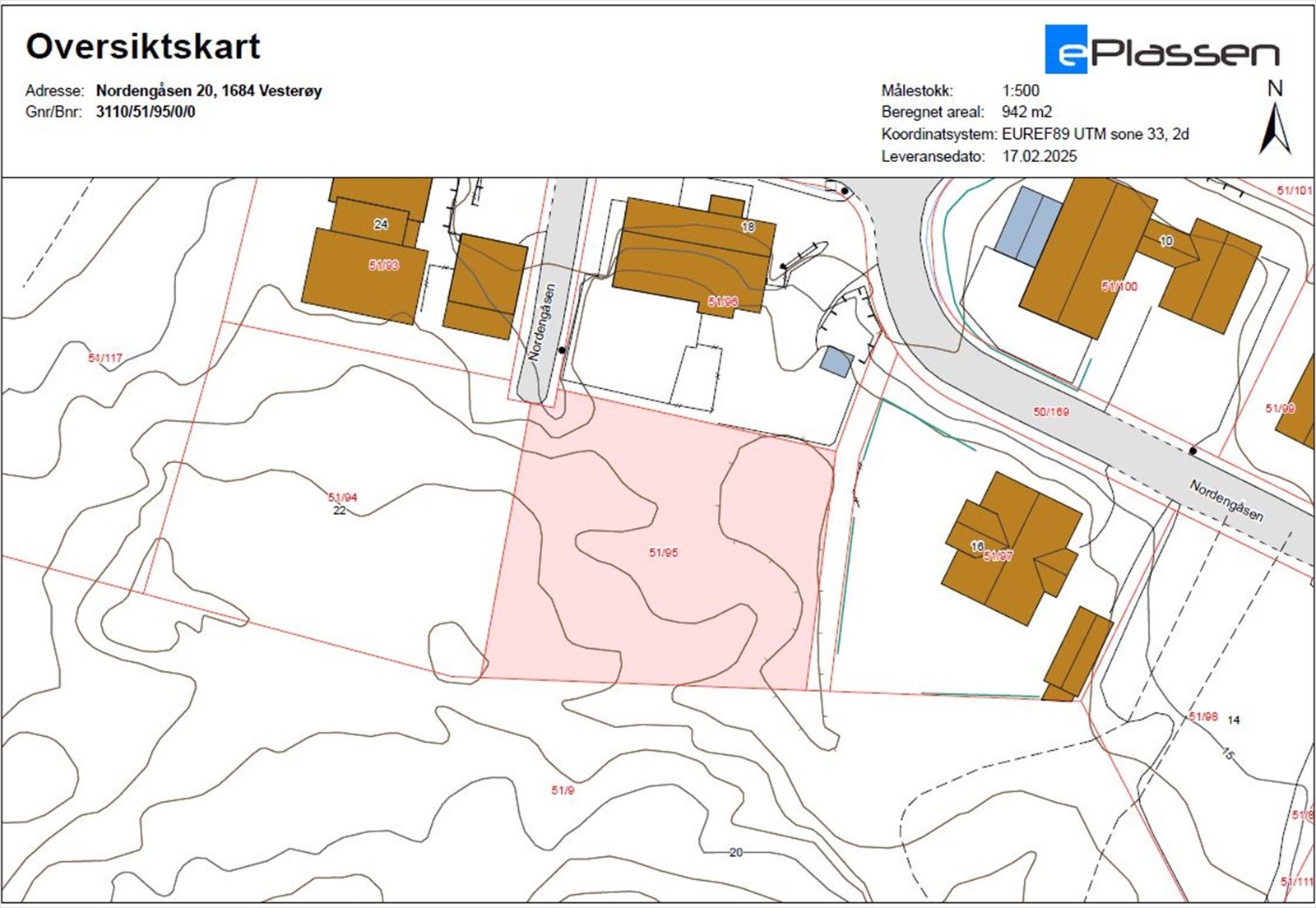 Tomten er regulert til frittliggende småhusbebyggelse, maksimalt tillatt BYA inkludert veranda og biloppstilling er 25%. Galleribilde
