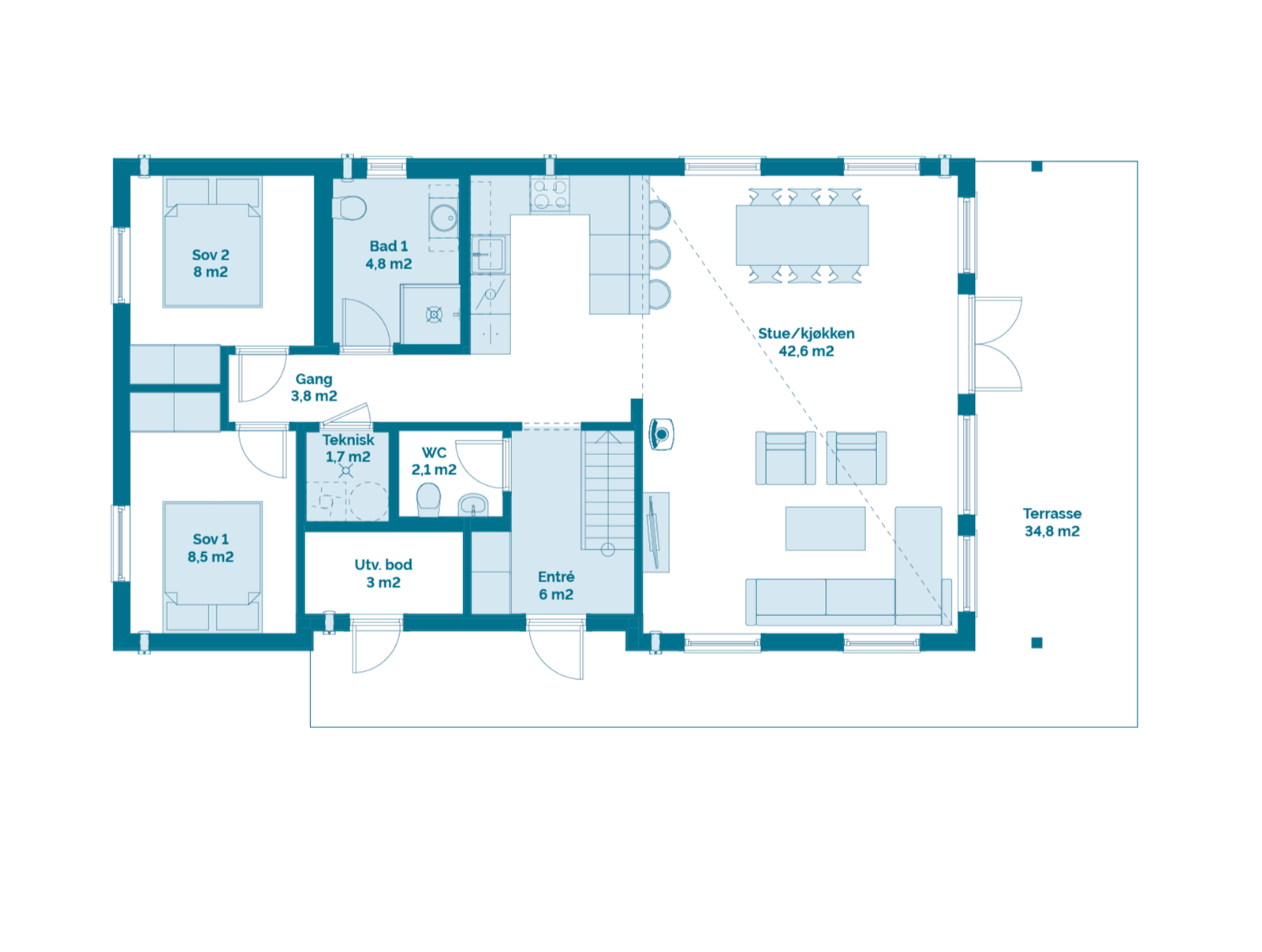 Plantegning hovedplan Frøya 90 Galleribilde