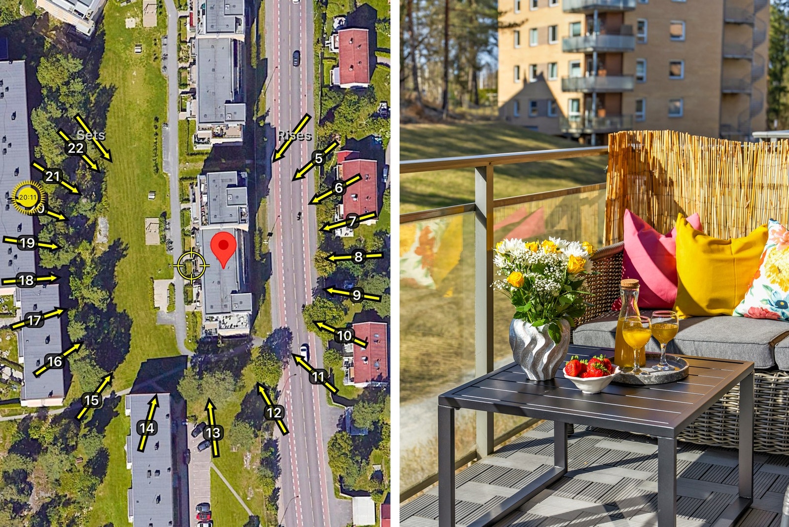 Leiligheten har en skjermet og god intern beliggenhet, innerst i borettslaget. Dette gir utmerkede solforhold på balkongen. Galleribilde