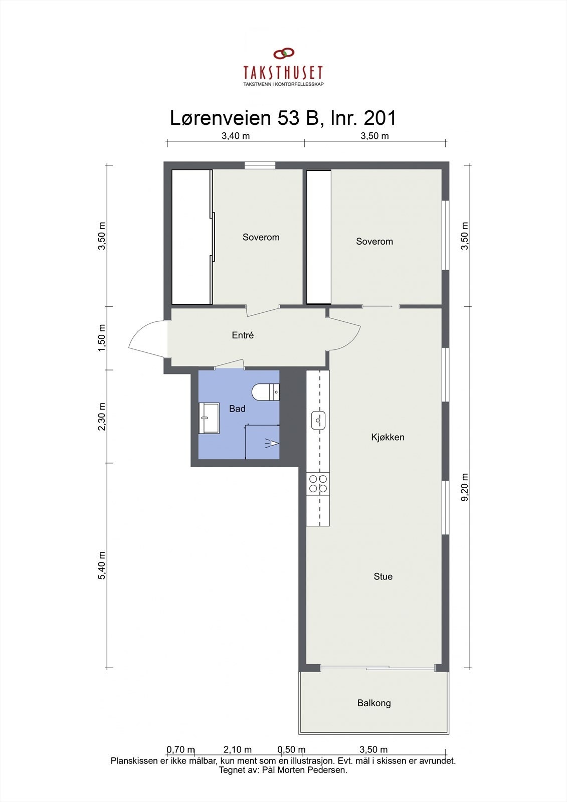 Takstmannens plantegning - Lørenveien 53 B Galleribilde