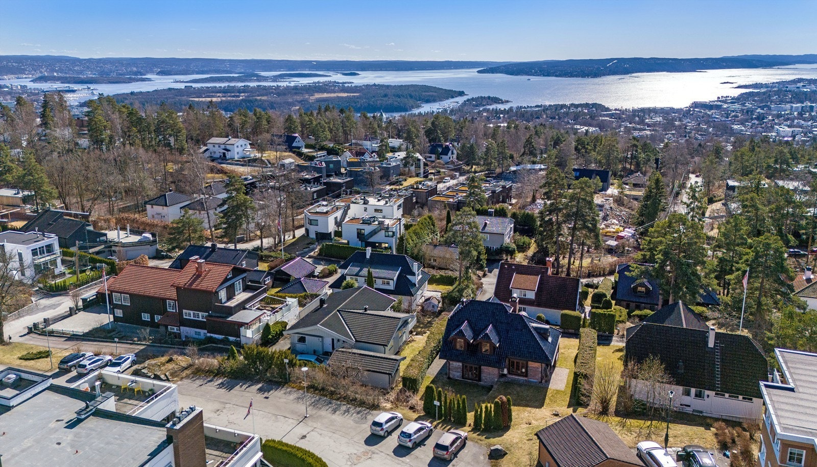 Dronefoto av nærområde samt utsikt Galleribilde