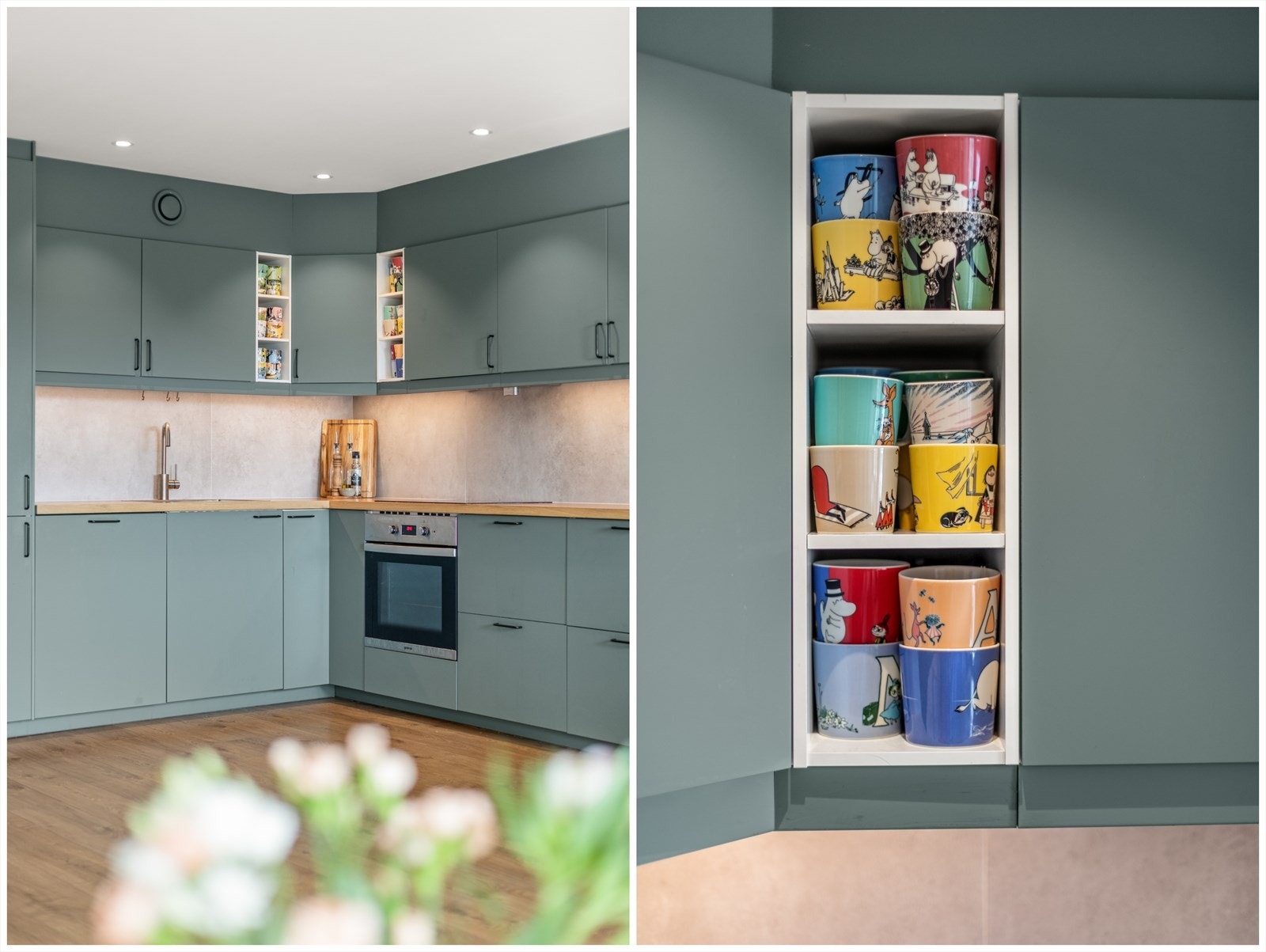 Kjøkkenet er smart innredet med mye skap- og benkeplass. Galleribilde