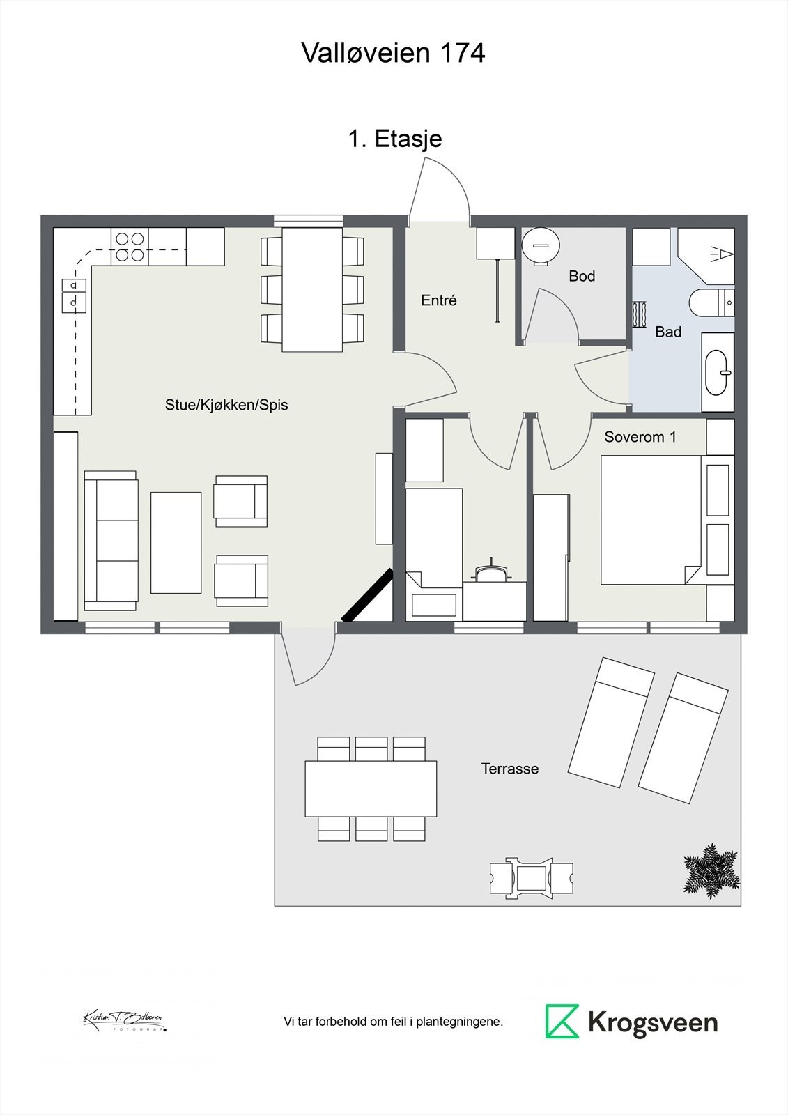 Plantegning Valløveien 174 - 2D - 1 Galleribilde