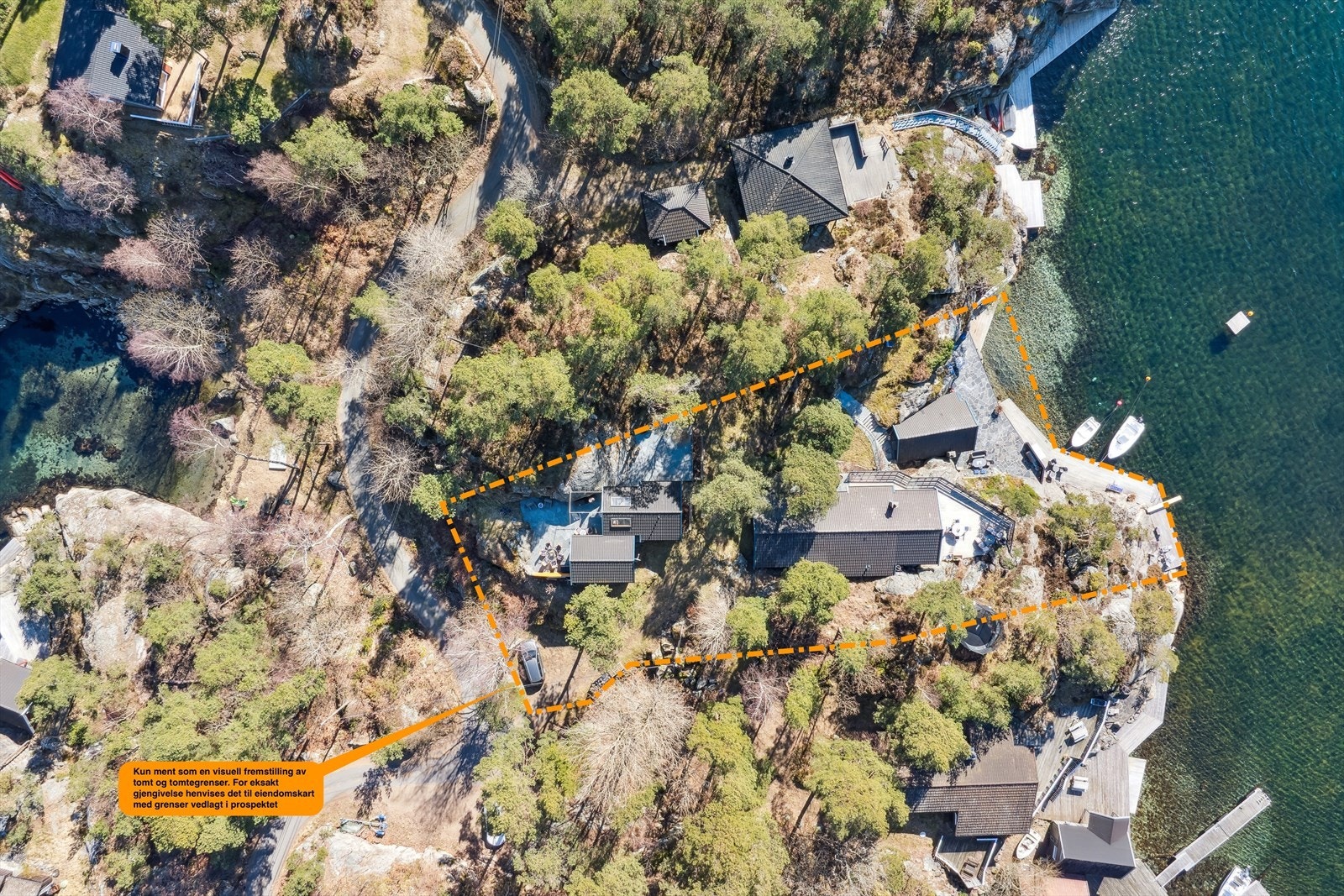 Illustrasjon av eiendommens arrondering/grenser- unøyaktig se vedlagte matrikkel/målebrev Galleribilde