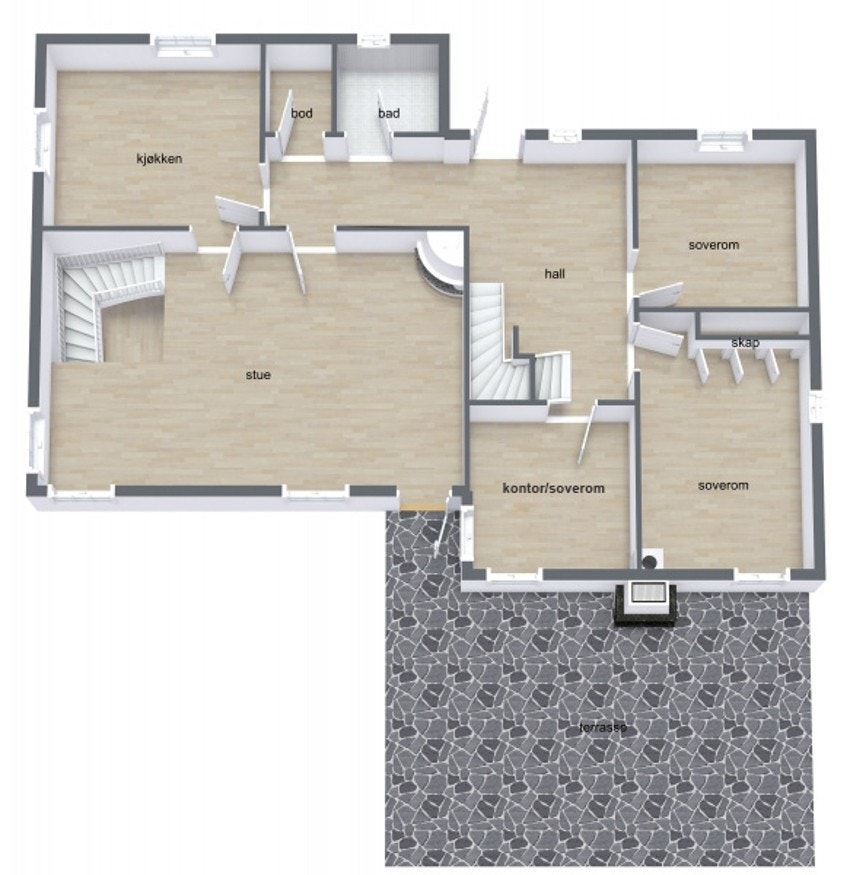 Plantegning 1. etasje Galleribilde