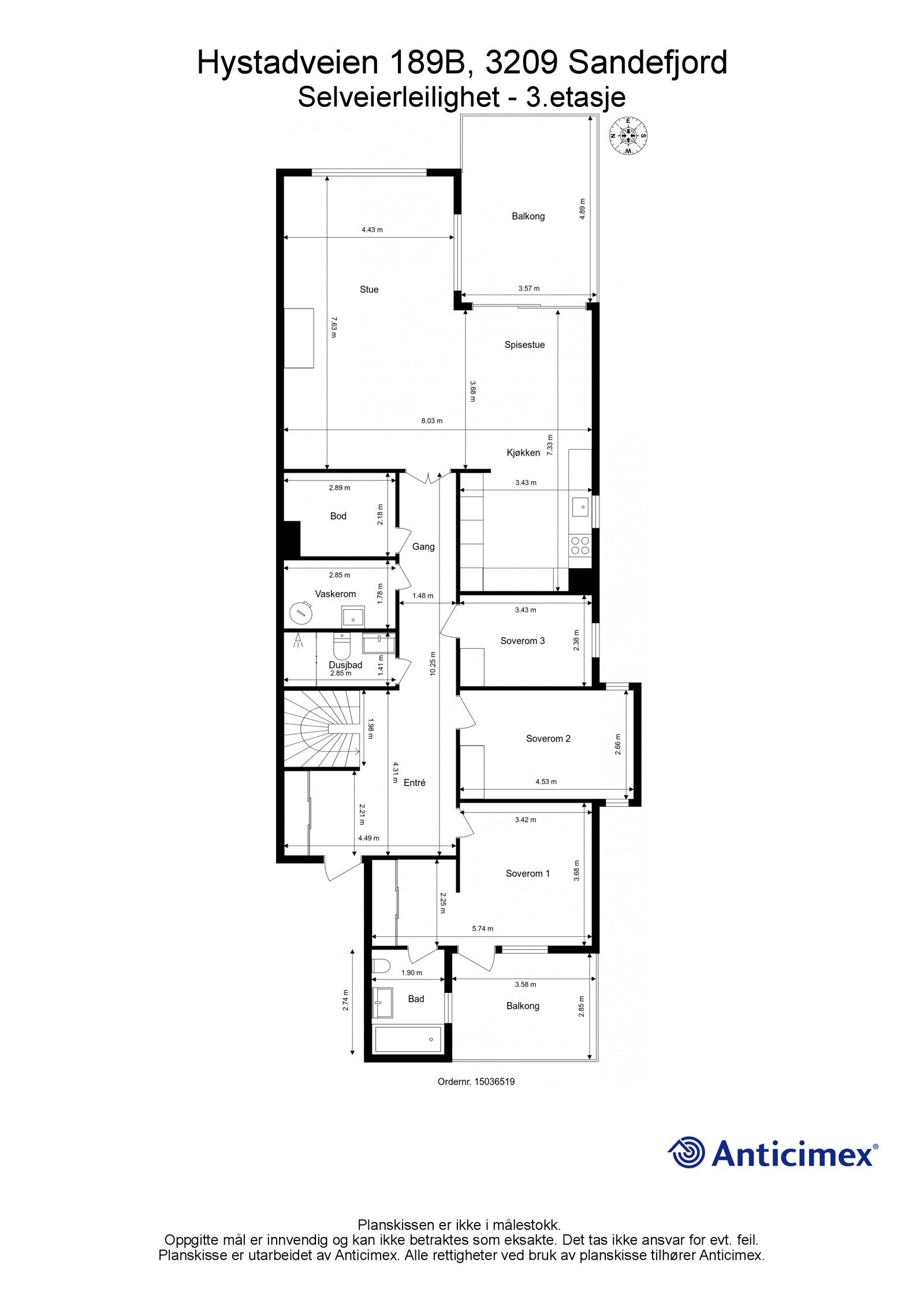 Plantegning 3. etasje Galleribilde