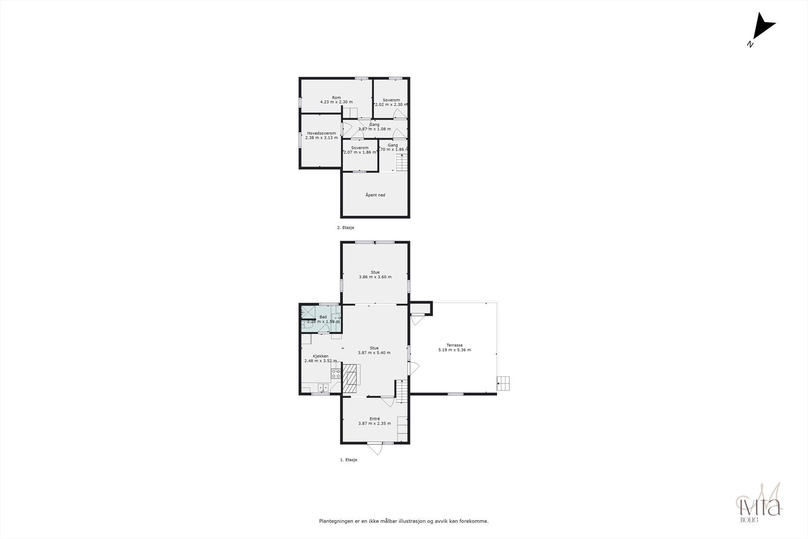 Plantegning av alle etasjer. Galleribilde