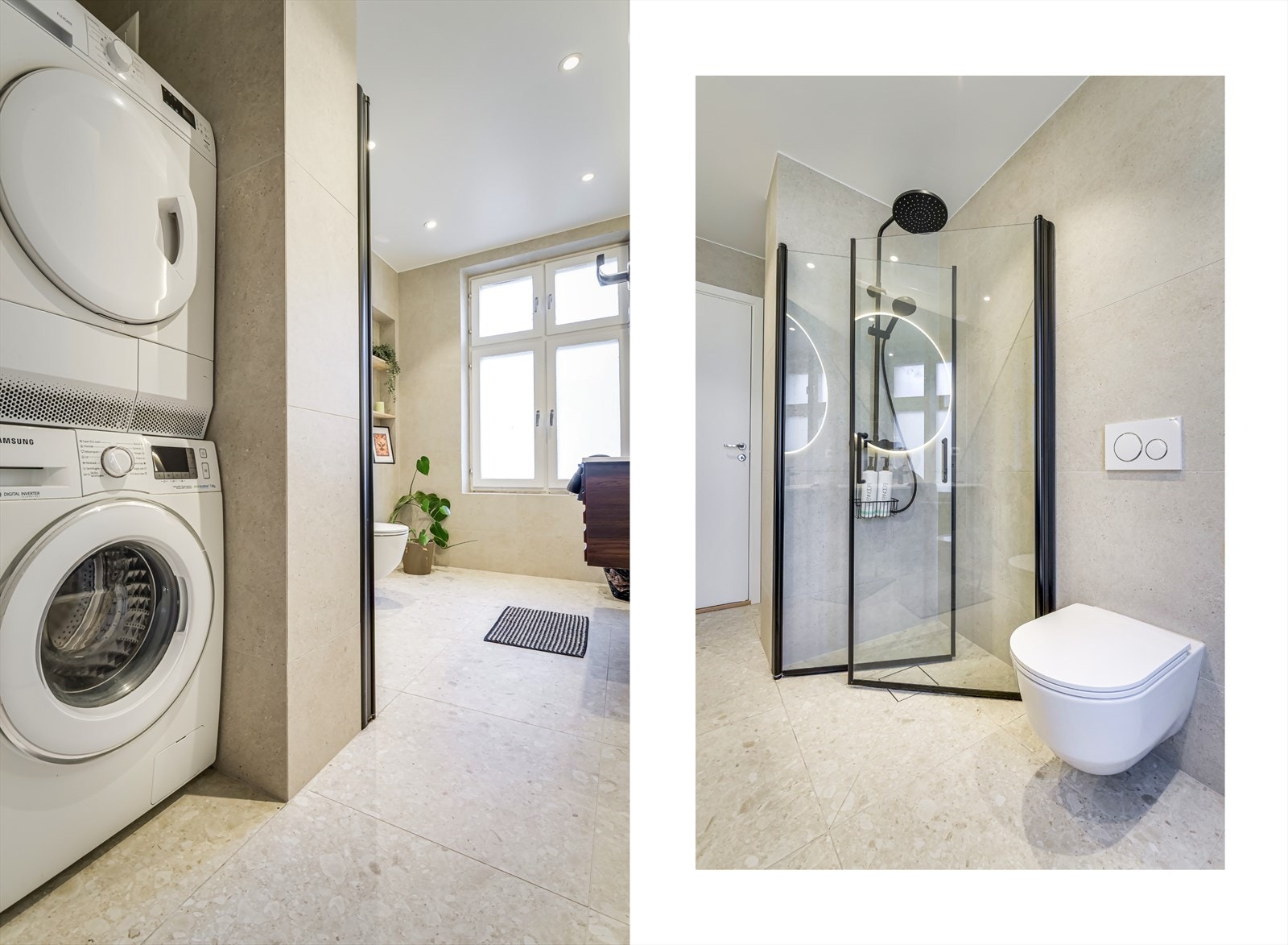 Praktisk nisje ifm. badet med god plass til vaskesøyle. Galleribilde